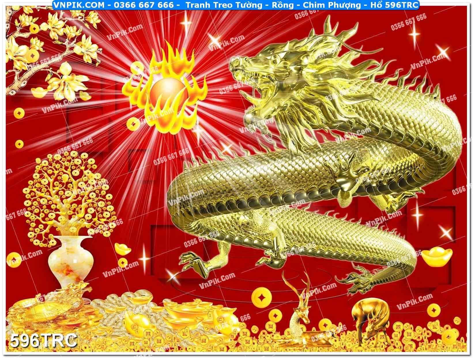 Tranh Treo Tường – Rồng – Chim Phượng – Hổ 596TRC