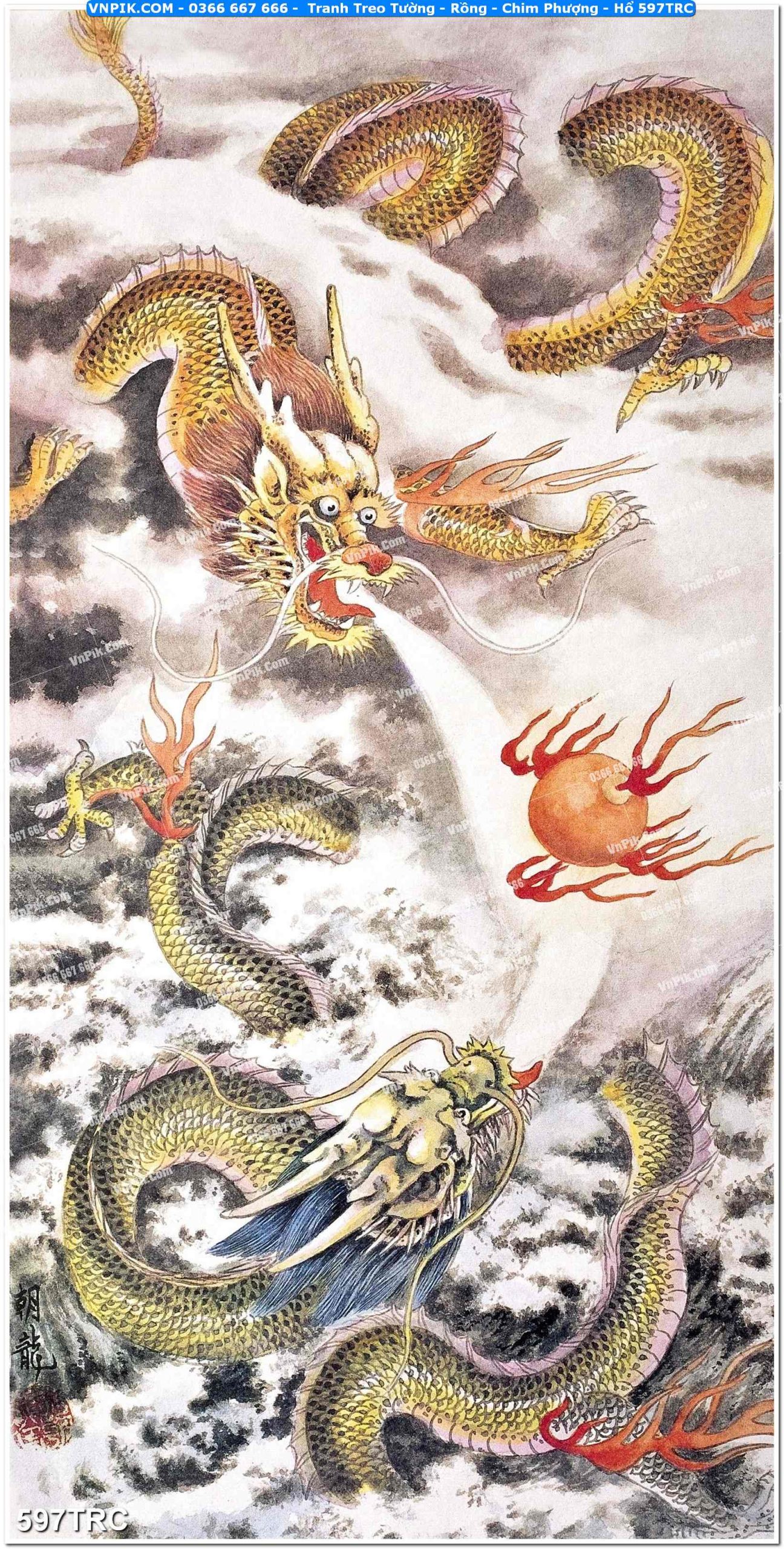 Tranh Treo Tường – Rồng – Chim Phượng – Hổ 597TRC