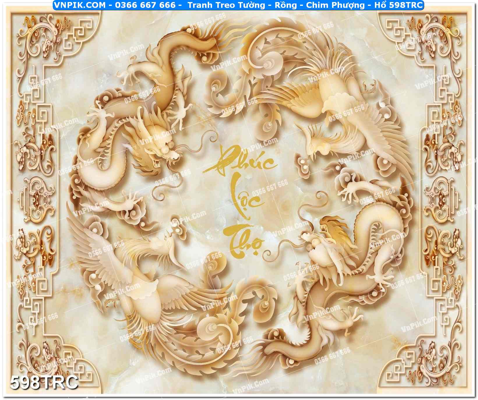 Tranh Treo Tường – Rồng – Chim Phượng – Hổ 598TRC