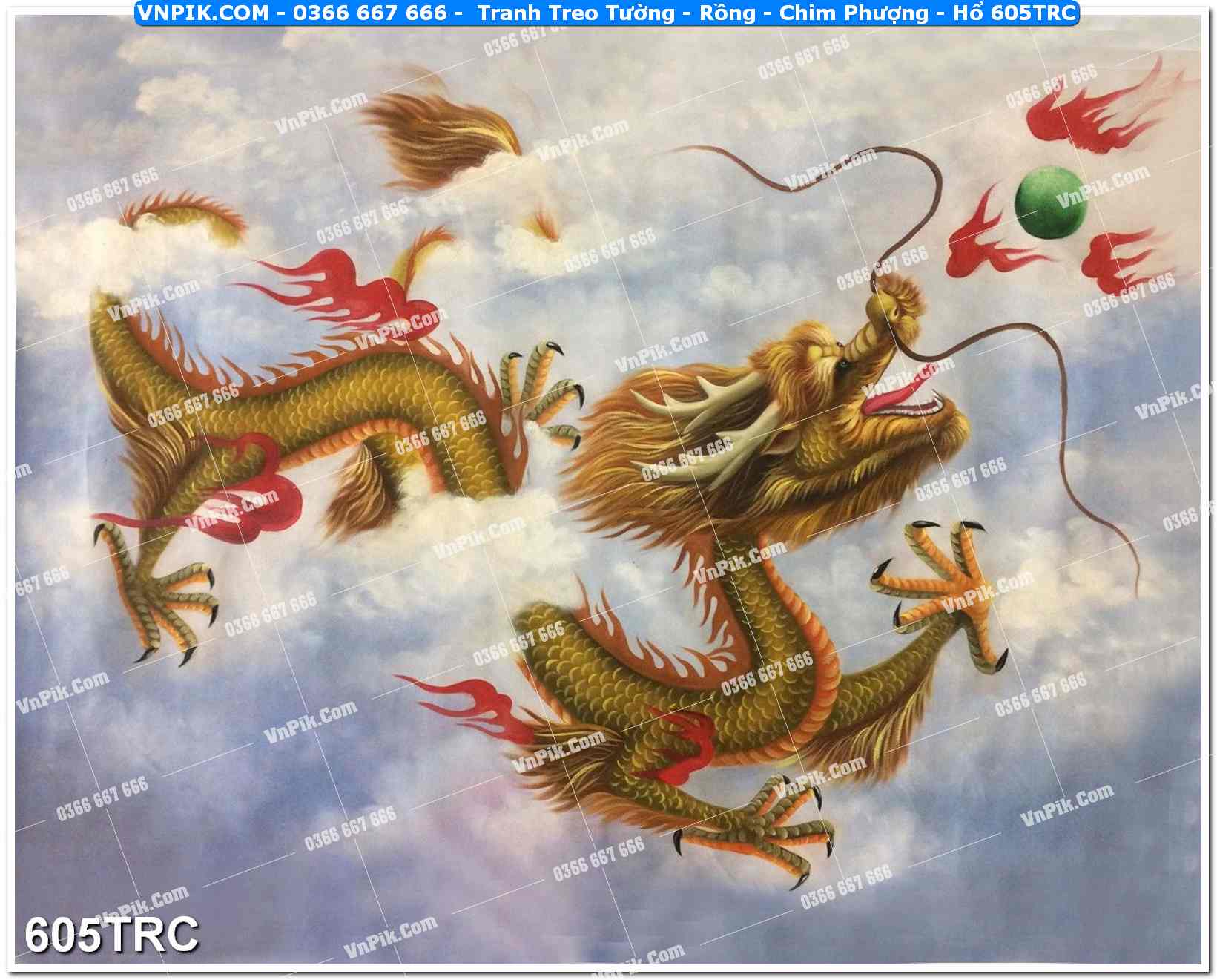 Tranh Treo Tường – Rồng – Chim Phượng – Hổ 605TRC
