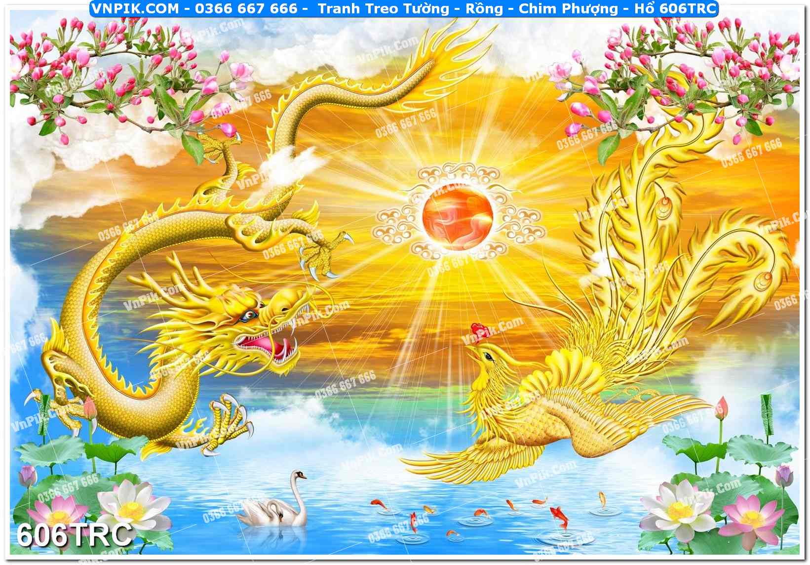 Tranh Treo Tường – Rồng – Chim Phượng – Hổ 606TRC