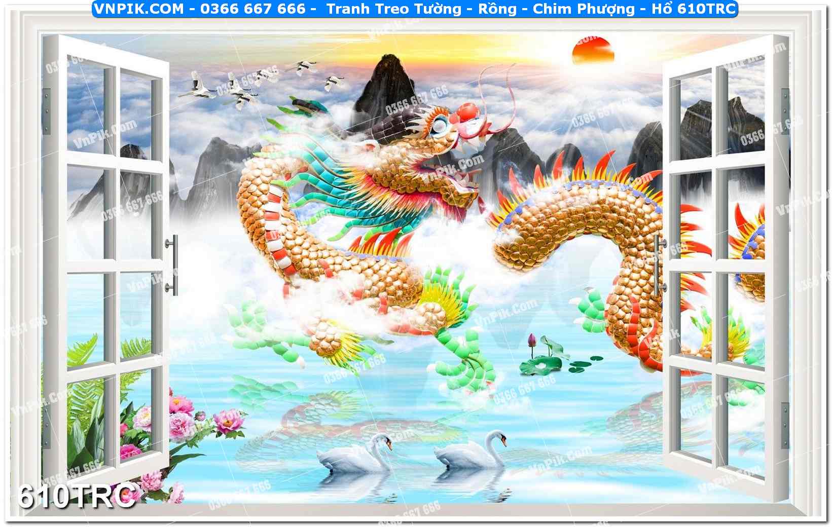 Tranh Treo Tường – Rồng – Chim Phượng – Hổ 610TRC