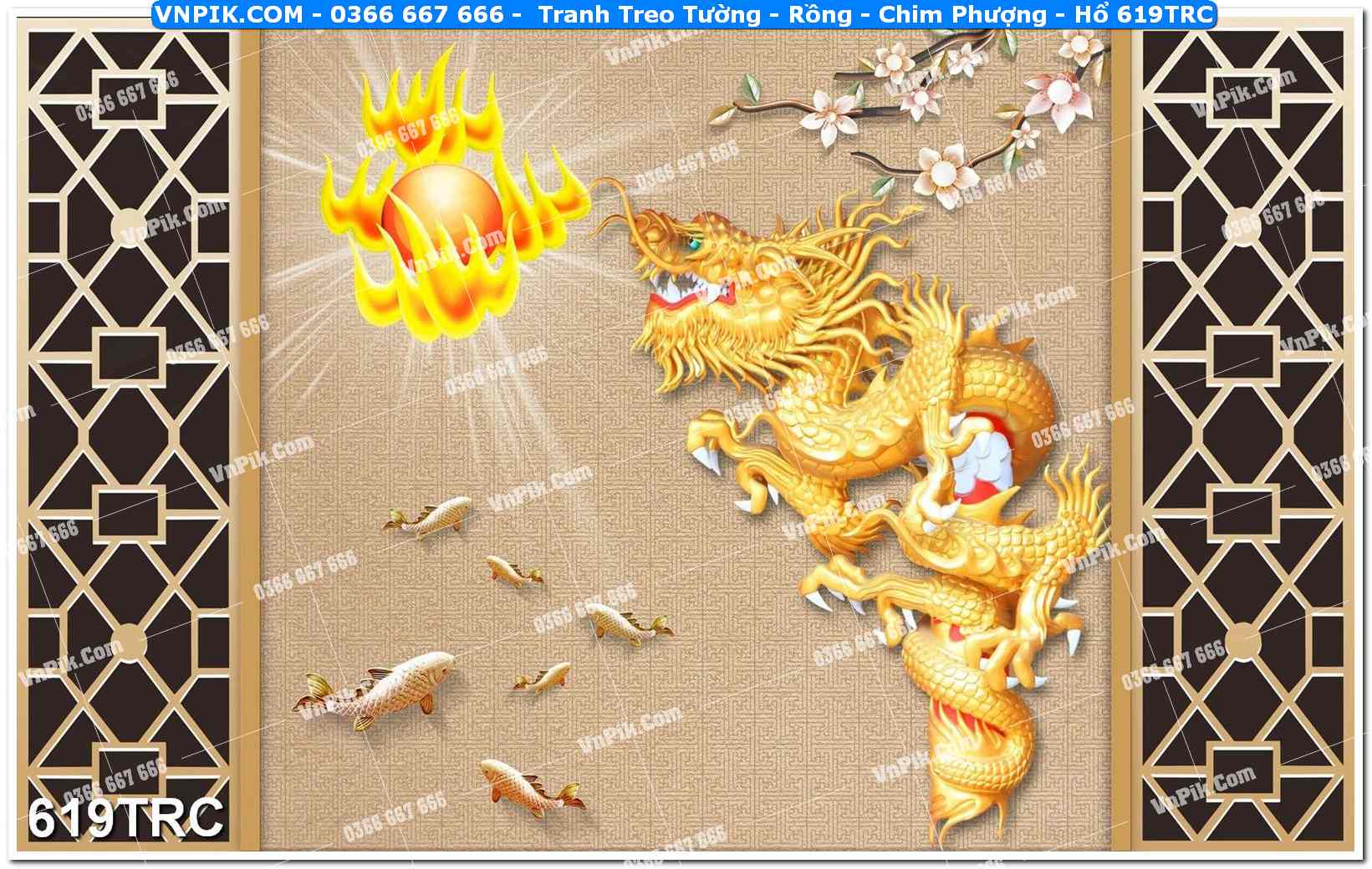 Tranh Treo Tường – Rồng – Chim Phượng – Hổ 619TRC