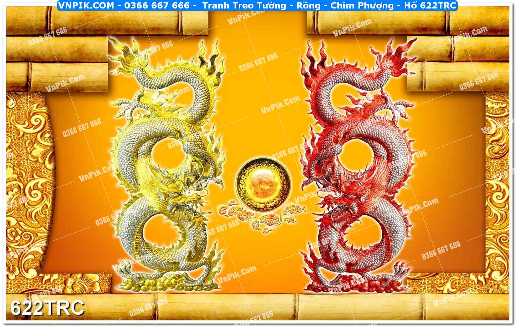 Tranh Treo Tường – Rồng – Chim Phượng – Hổ 622TRC