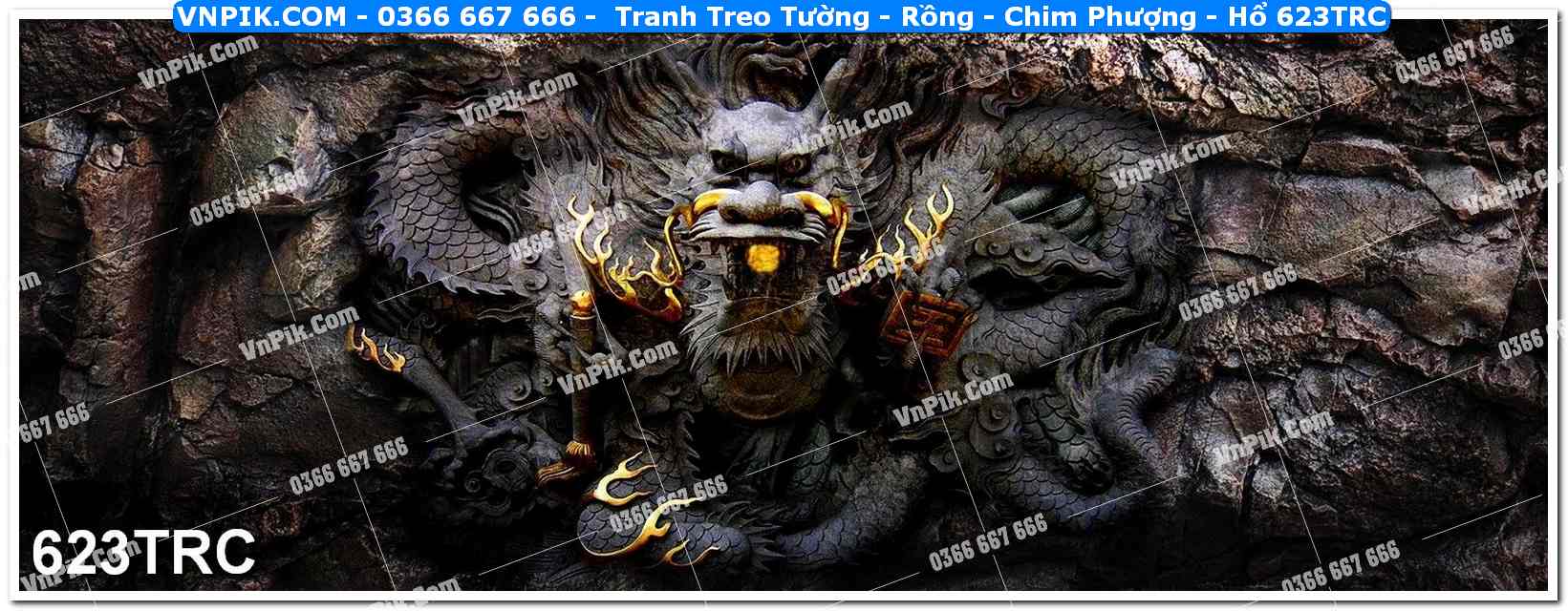 Tranh Treo Tường – Rồng – Chim Phượng – Hổ 623TRC