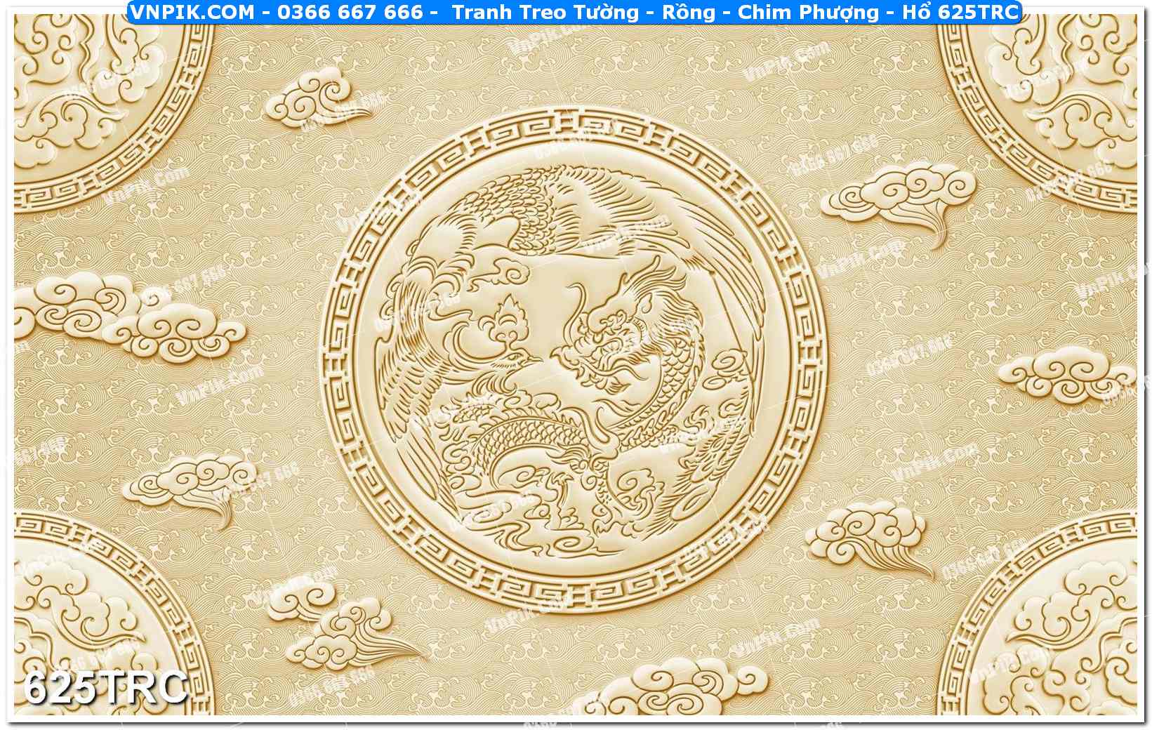 Tranh Treo Tường – Rồng – Chim Phượng – Hổ 625TRC