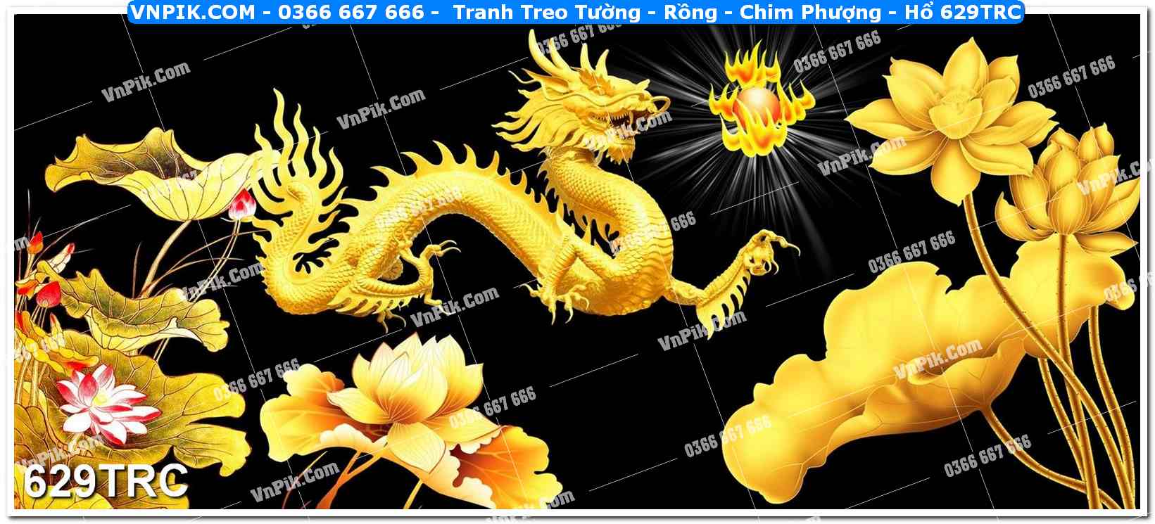 Tranh Treo Tường – Rồng – Chim Phượng – Hổ 629TRC