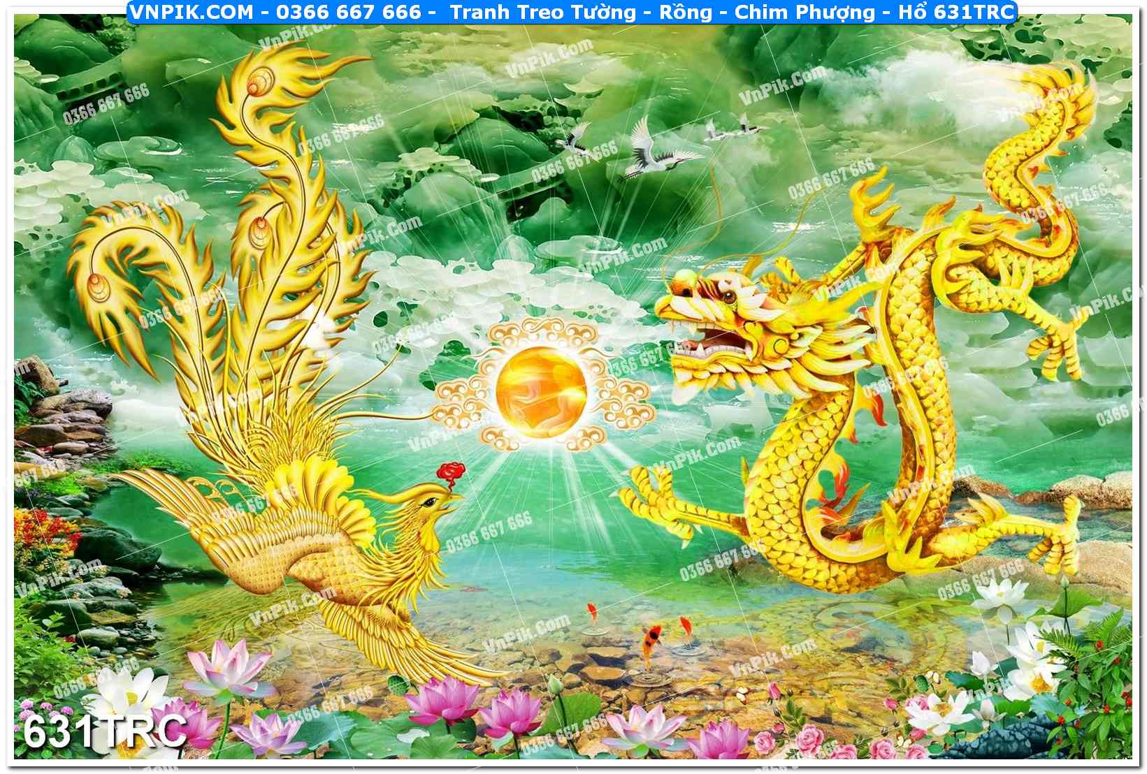 Tranh Treo Tường – Rồng – Chim Phượng – Hổ 631TRC