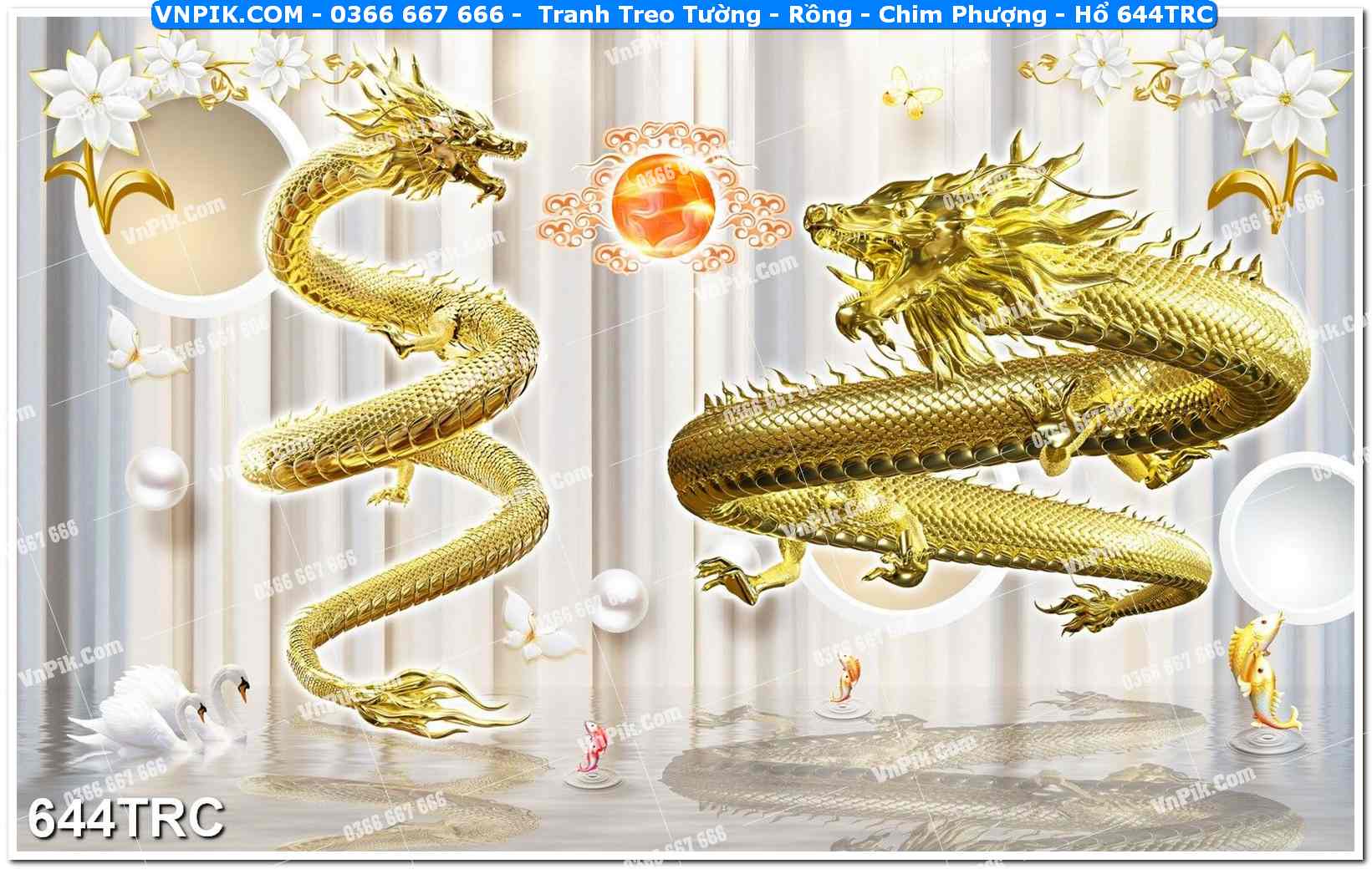 Tranh Treo Tường – Rồng – Chim Phượng – Hổ 644TRC