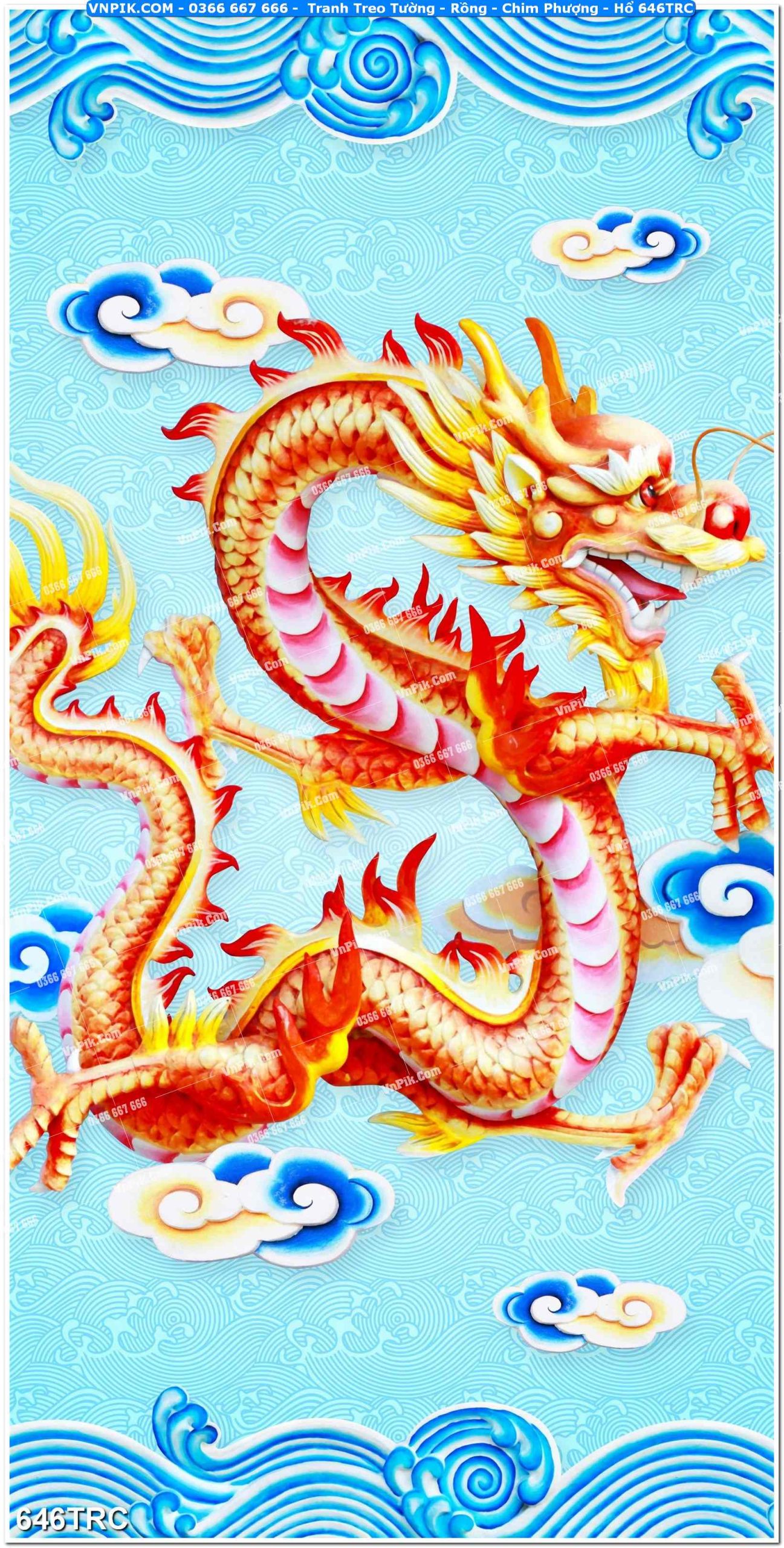 Tranh Treo Tường – Rồng – Chim Phượng – Hổ 646TRC