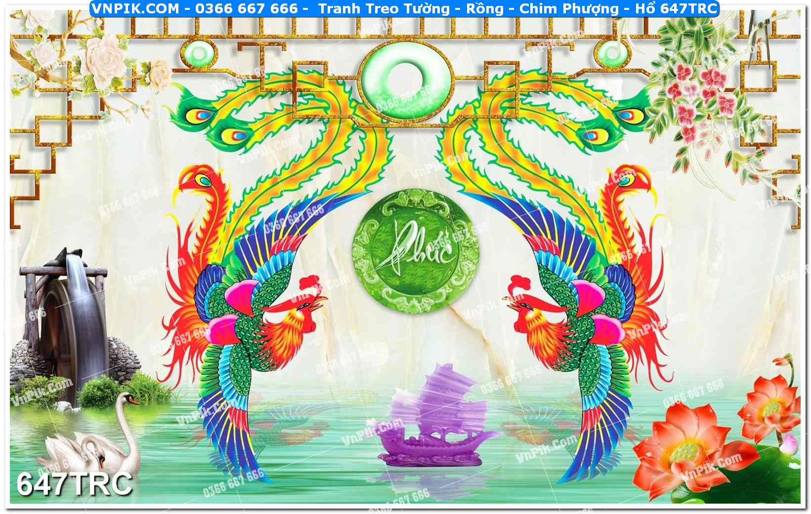 Tranh Treo Tường – Rồng – Chim Phượng – Hổ 647TRC