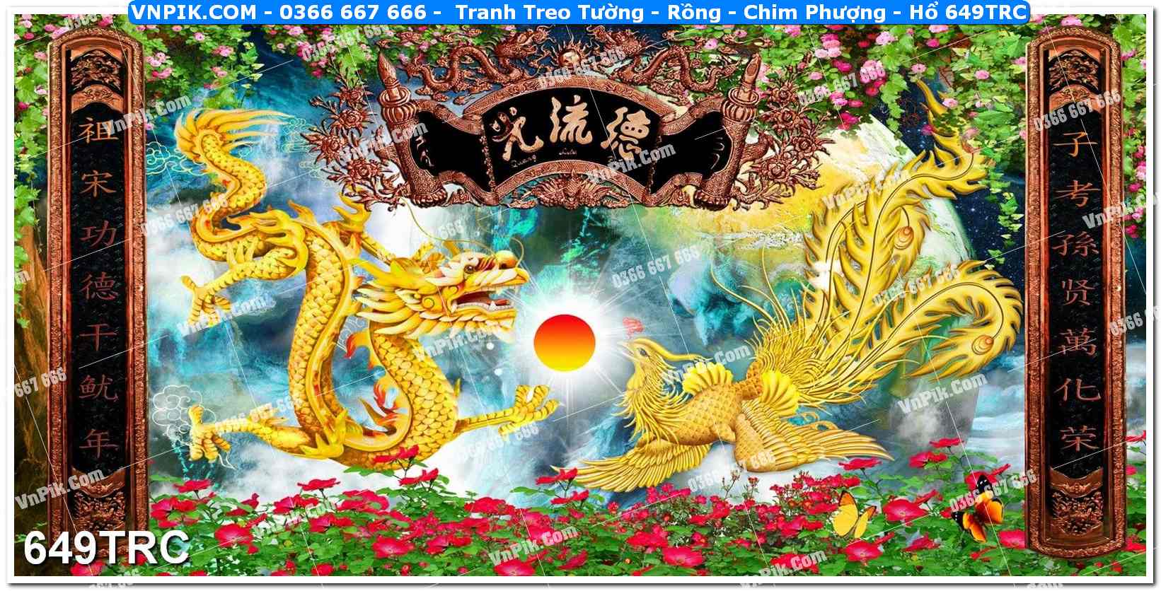 Tranh Treo Tường – Rồng – Chim Phượng – Hổ 649TRC