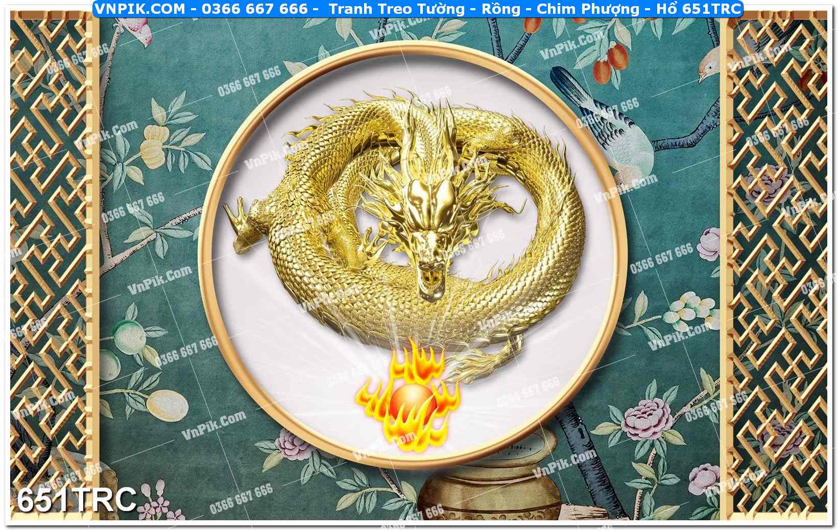 Tranh Treo Tường – Rồng – Chim Phượng – Hổ 651TRC