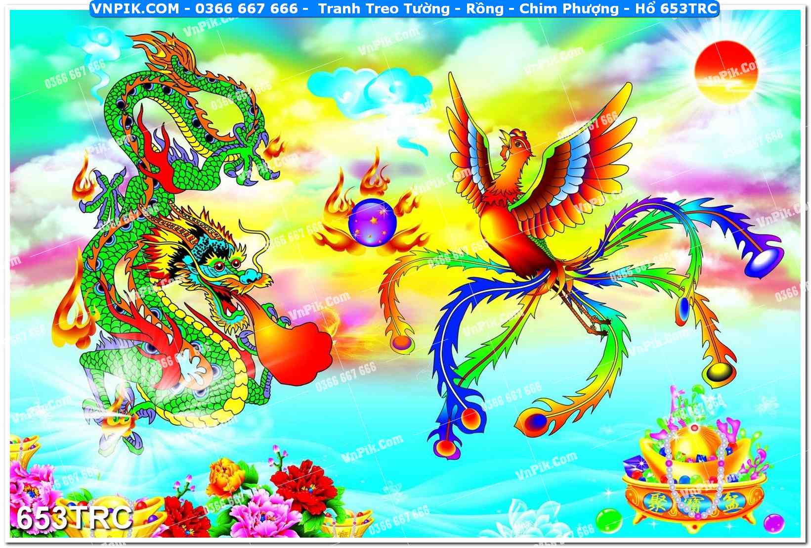 Tranh Treo Tường – Rồng – Chim Phượng – Hổ 653TRC