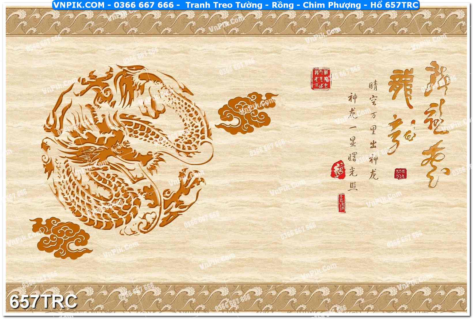 Tranh Treo Tường – Rồng – Chim Phượng – Hổ 657TRC