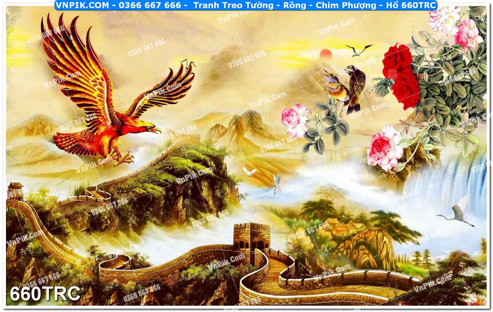 Tranh Treo Tường – Rồng – Chim Phượng – Hổ 660TRC