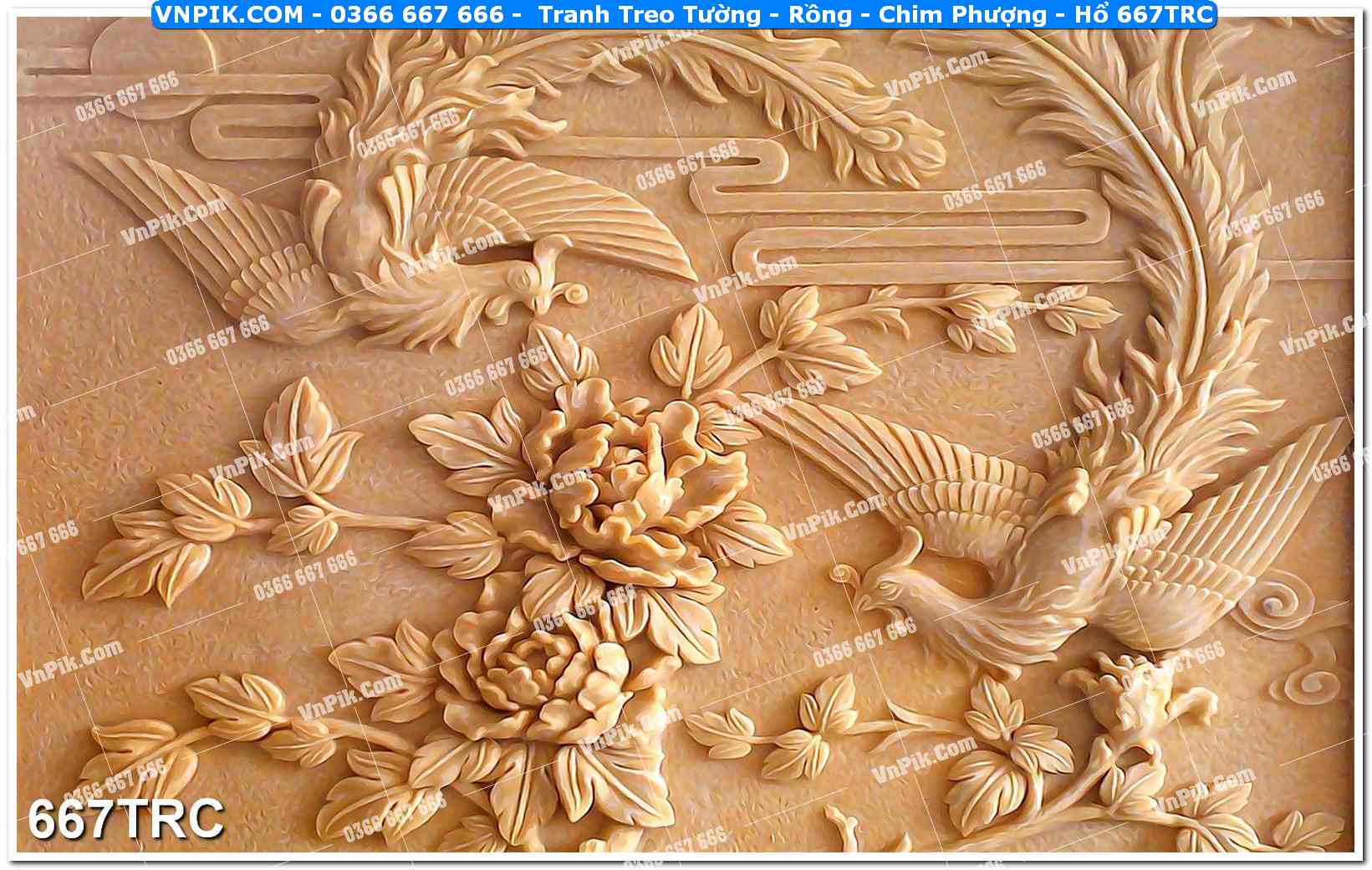 Tranh Treo Tường – Rồng – Chim Phượng – Hổ 667TRC