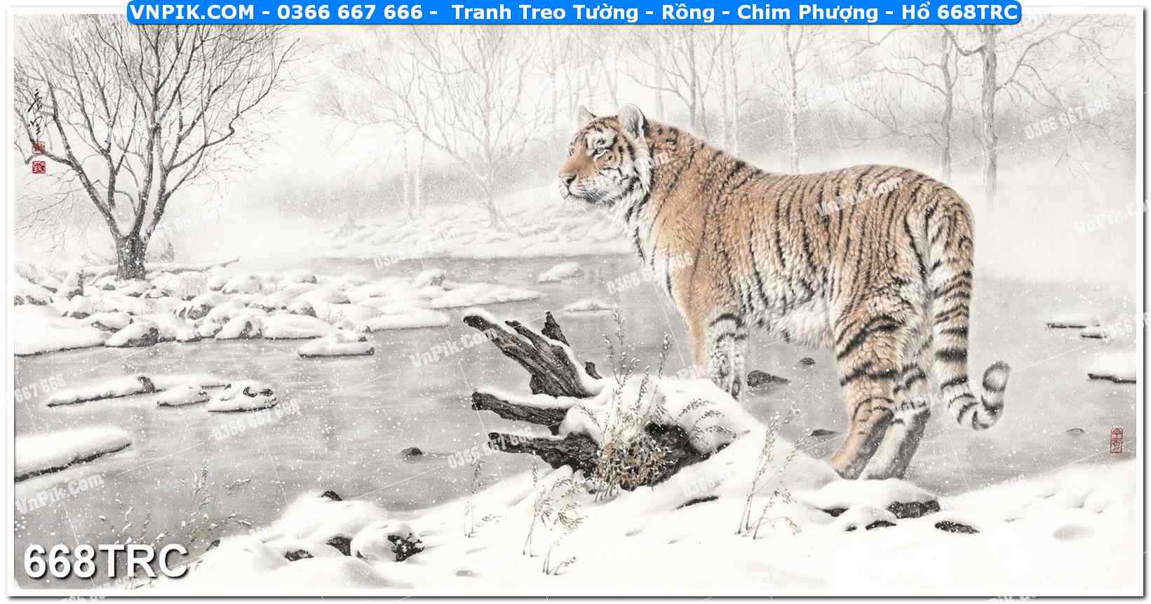 Tranh Treo Tường – Rồng – Chim Phượng – Hổ 668TRC