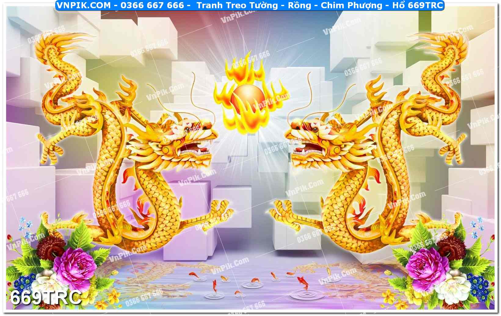 Tranh Treo Tường – Rồng – Chim Phượng – Hổ 669TRC