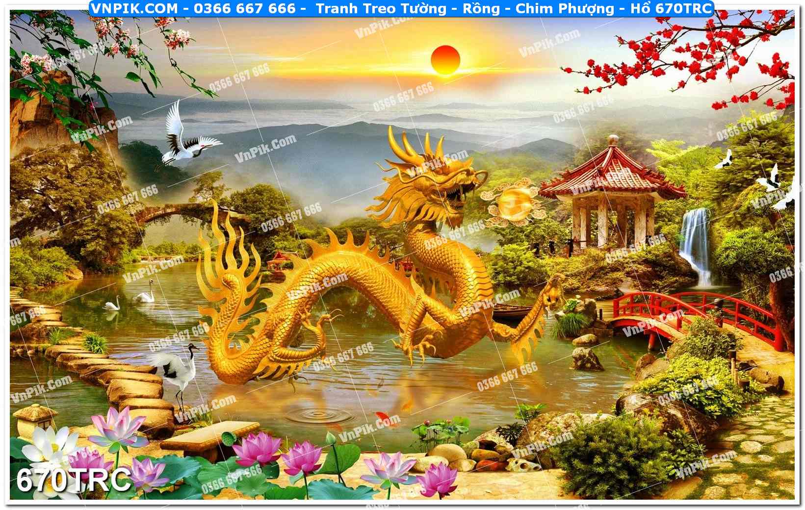 Tranh Treo Tường – Rồng – Chim Phượng – Hổ 670TRC