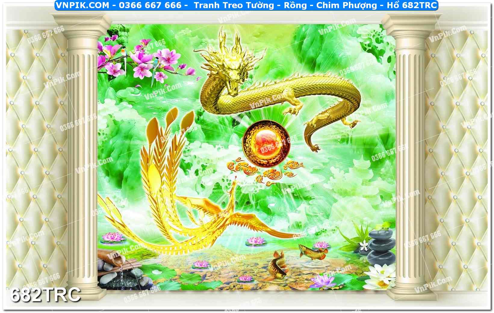 Tranh Treo Tường – Rồng – Chim Phượng – Hổ 682TRC
