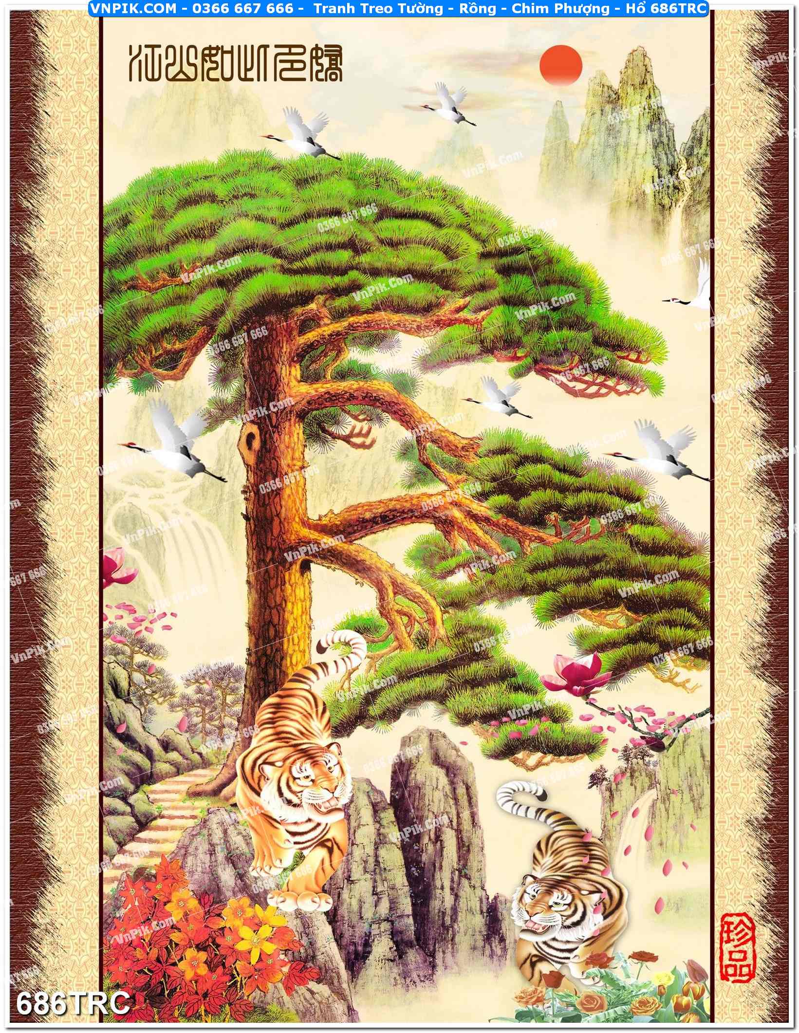 Tranh Treo Tường – Rồng – Chim Phượng – Hổ 686TRC