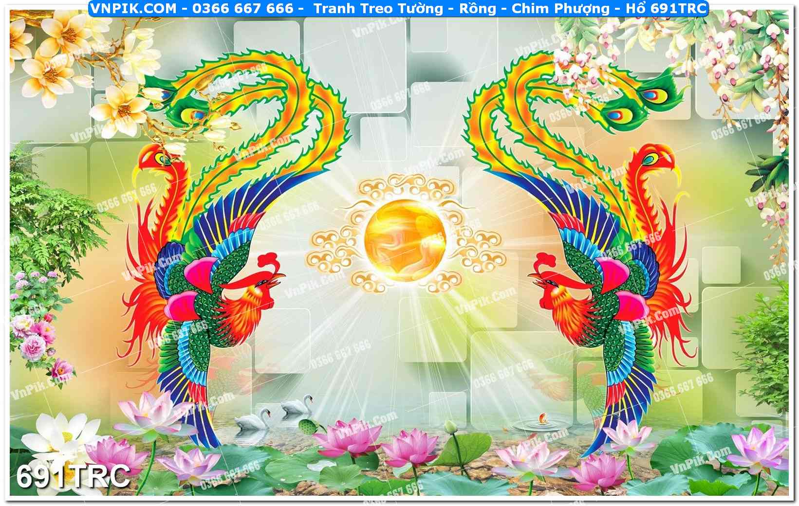 Tranh Treo Tường – Rồng – Chim Phượng – Hổ 691TRC