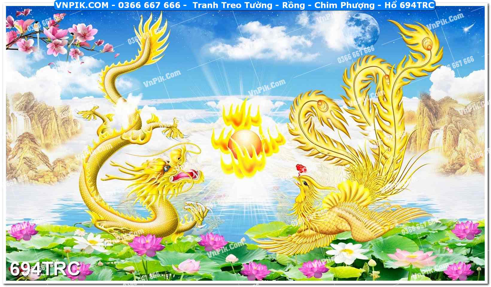 Tranh Treo Tường – Rồng – Chim Phượng – Hổ 694TRC