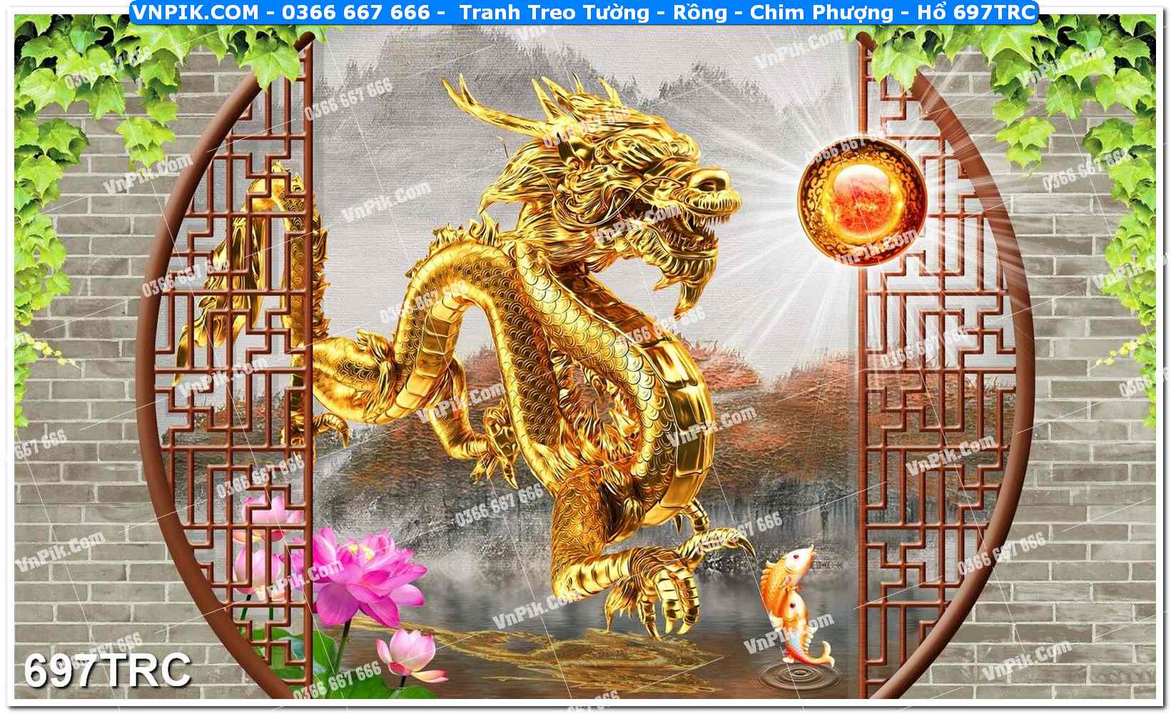 Tranh Treo Tường – Rồng – Chim Phượng – Hổ 697TRC