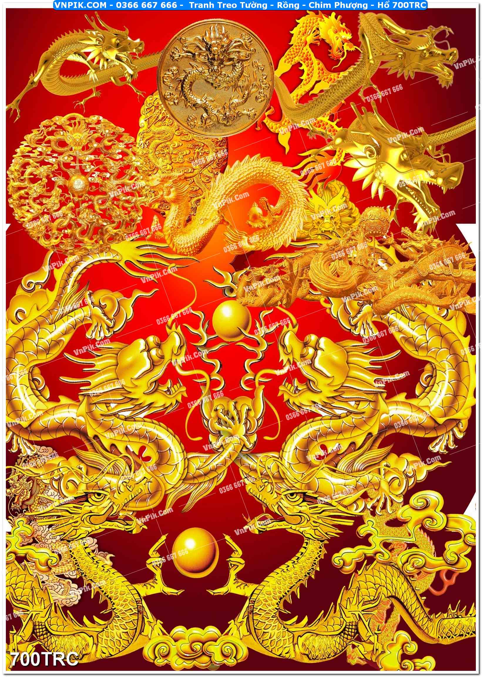 Tranh Treo Tường – Rồng – Chim Phượng – Hổ 700TRC