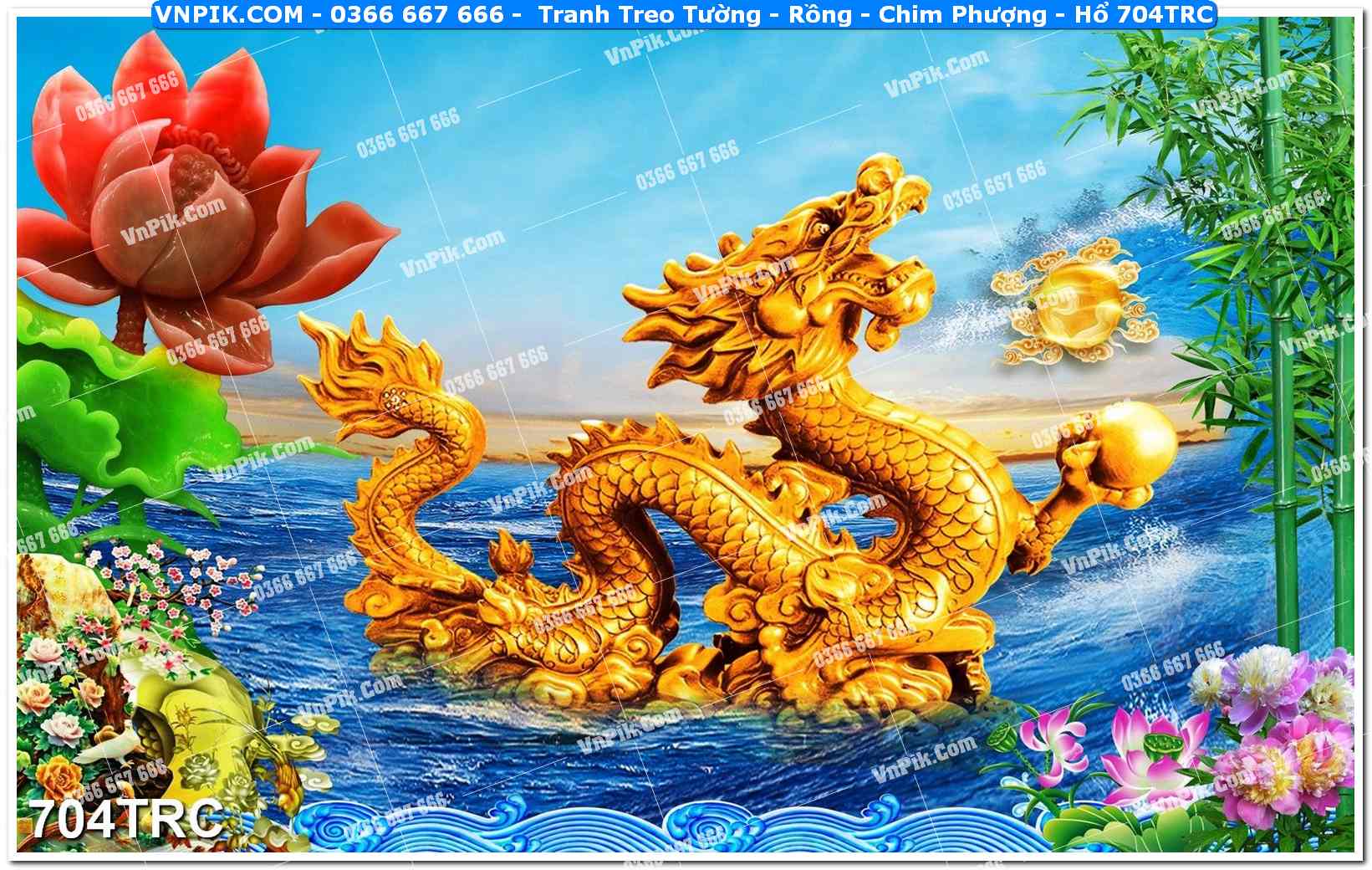 Tranh Treo Tường – Rồng – Chim Phượng – Hổ 704TRC