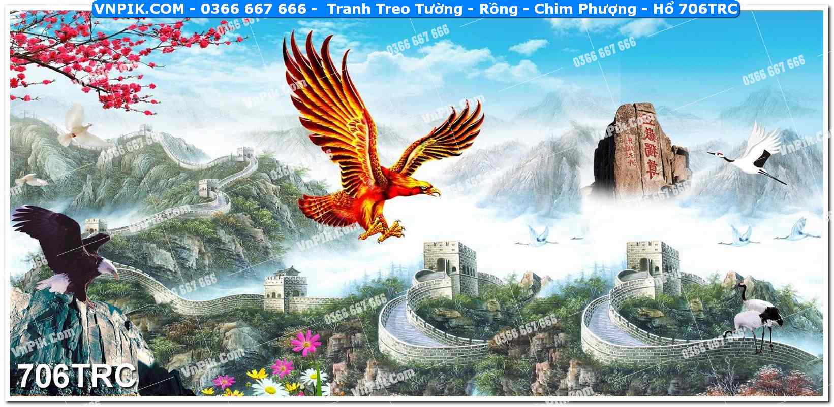 Tranh Treo Tường – Rồng – Chim Phượng – Hổ 706TRC