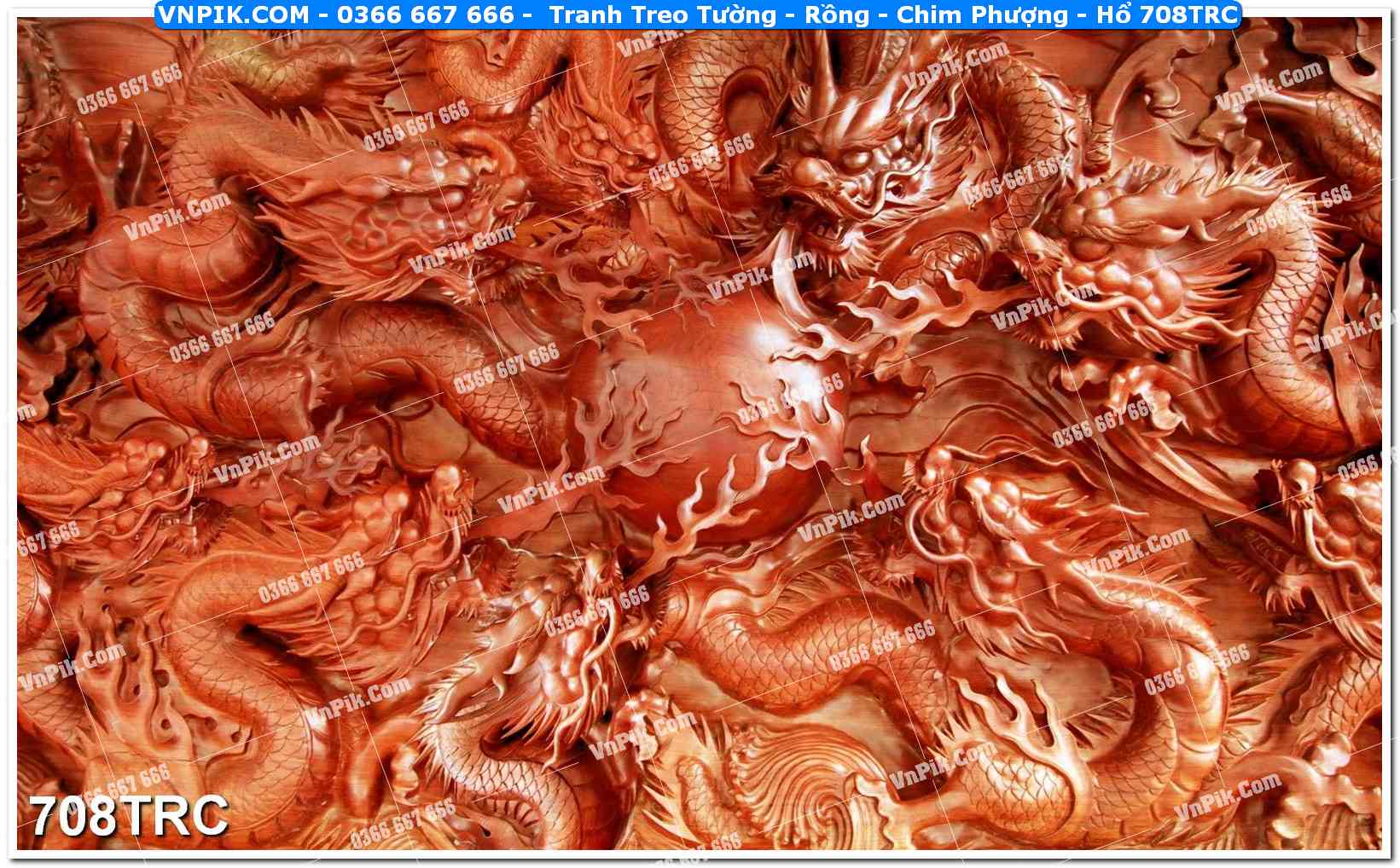 Tranh Treo Tường – Rồng – Chim Phượng – Hổ 708TRC