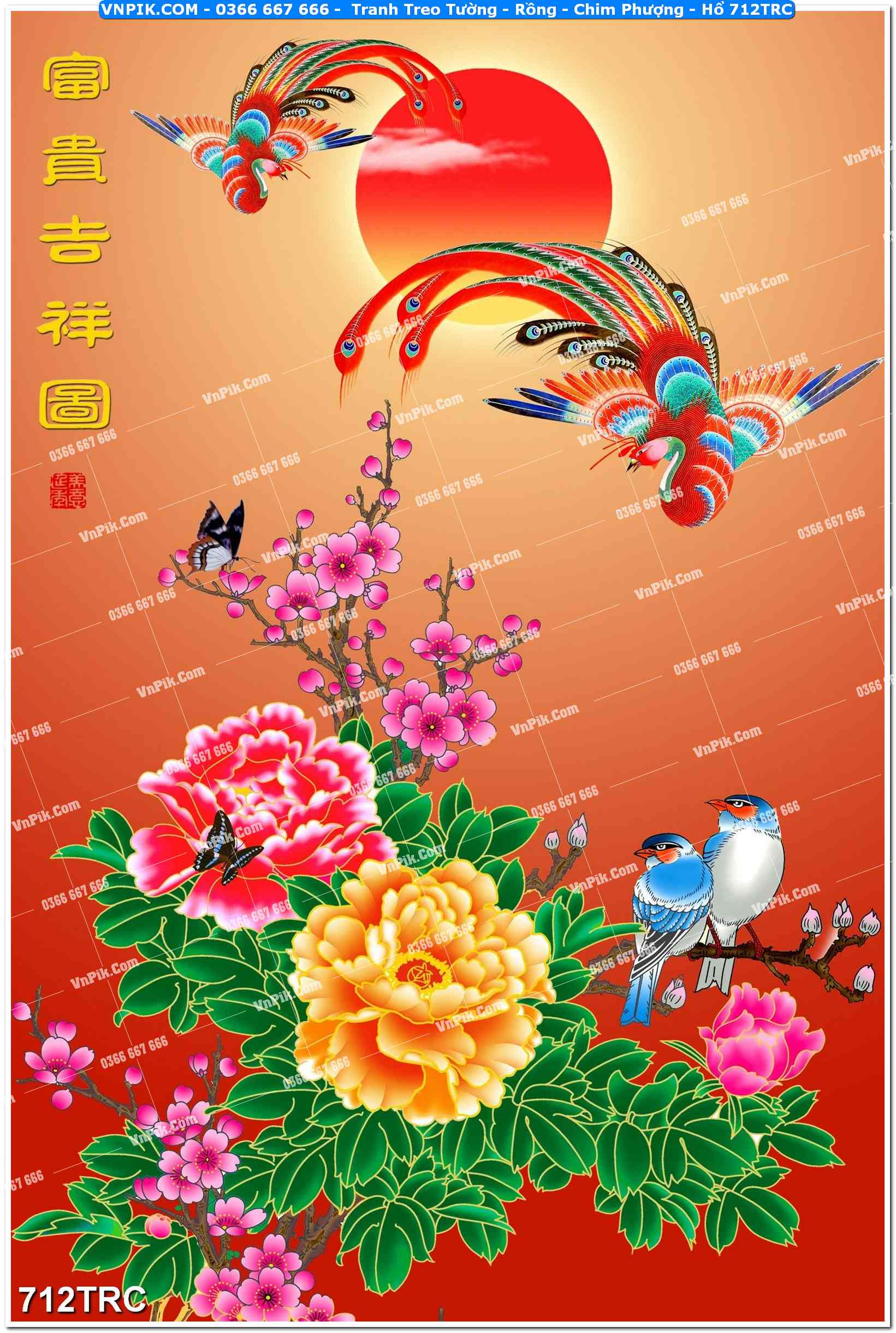 Tranh Treo Tường – Rồng – Chim Phượng – Hổ 712TRC