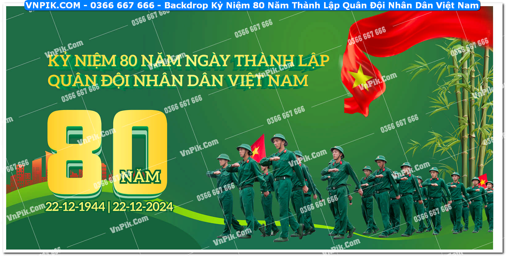 Backdrop Kỷ Niệm 80 Năm Thành Lập Quân Đội Nhân Dân Việt Nam