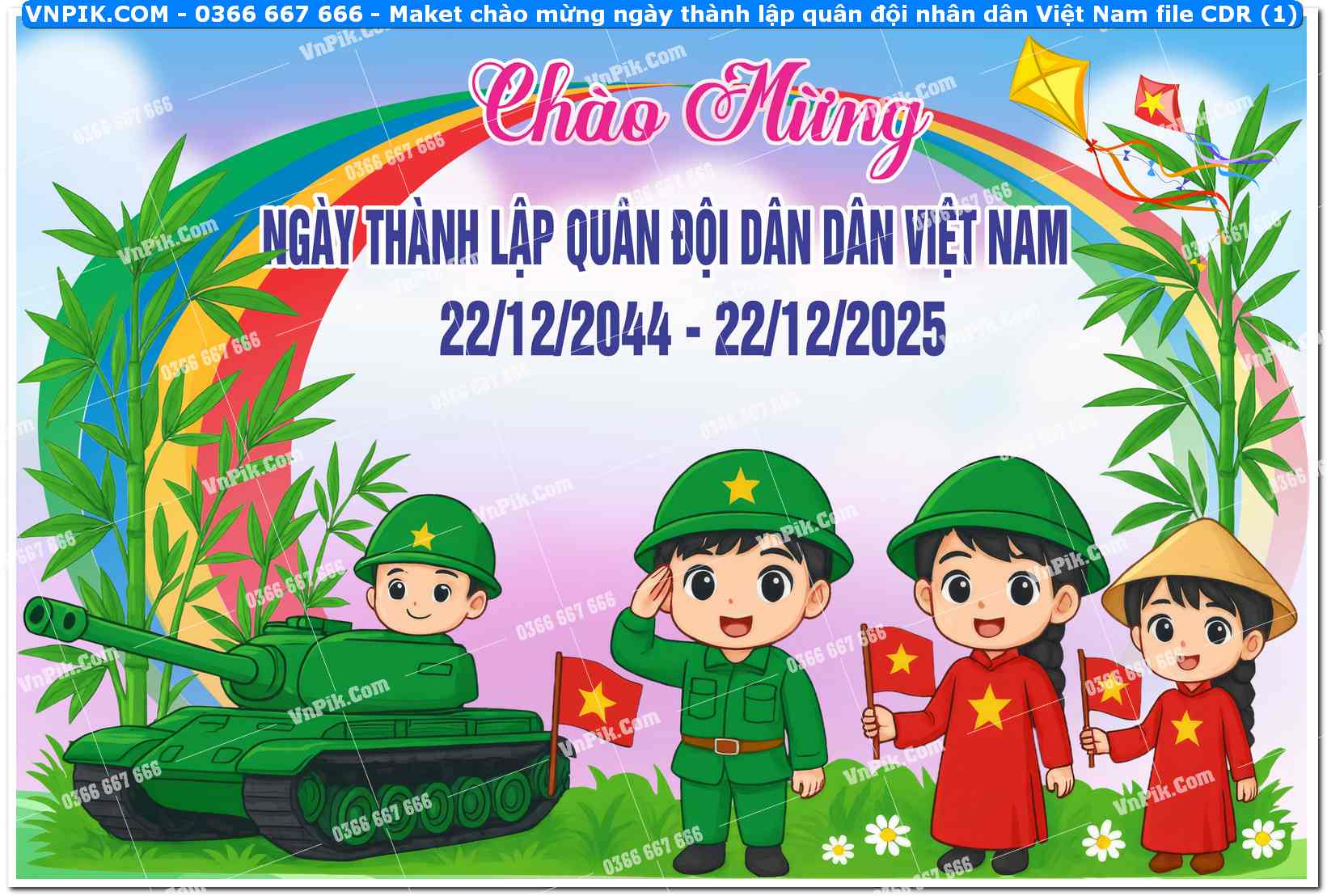 Maket chào mừng ngày thành lập quân đội nhân dân Việt Nam file CDR (1)