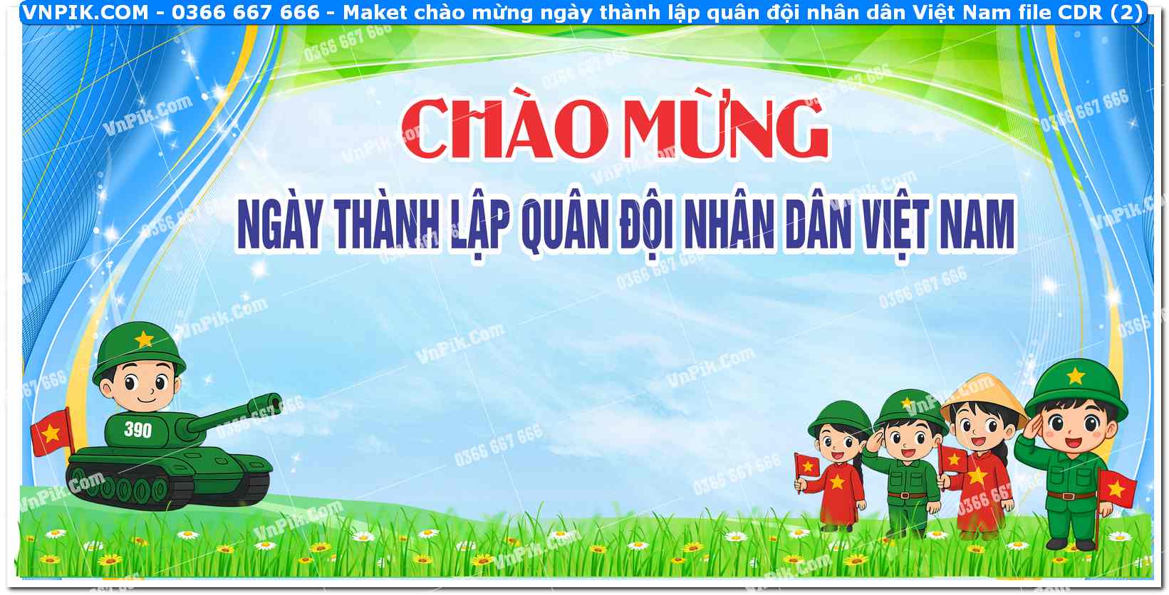 Maket chào mừng ngày thành lập quân đội nhân dân Việt Nam file CDR (2)