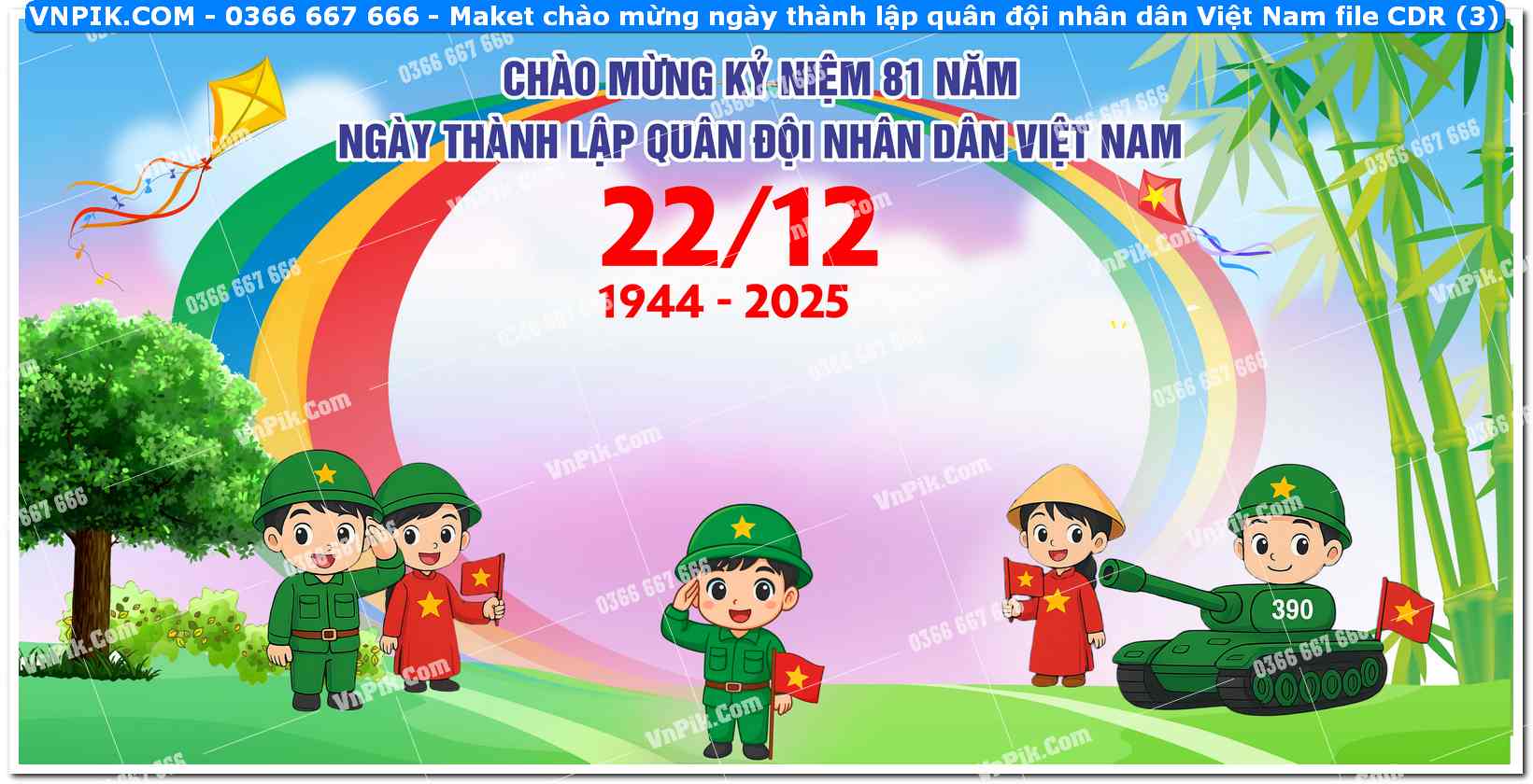 Maket chào mừng ngày thành lập quân đội nhân dân Việt Nam file CDR (3)