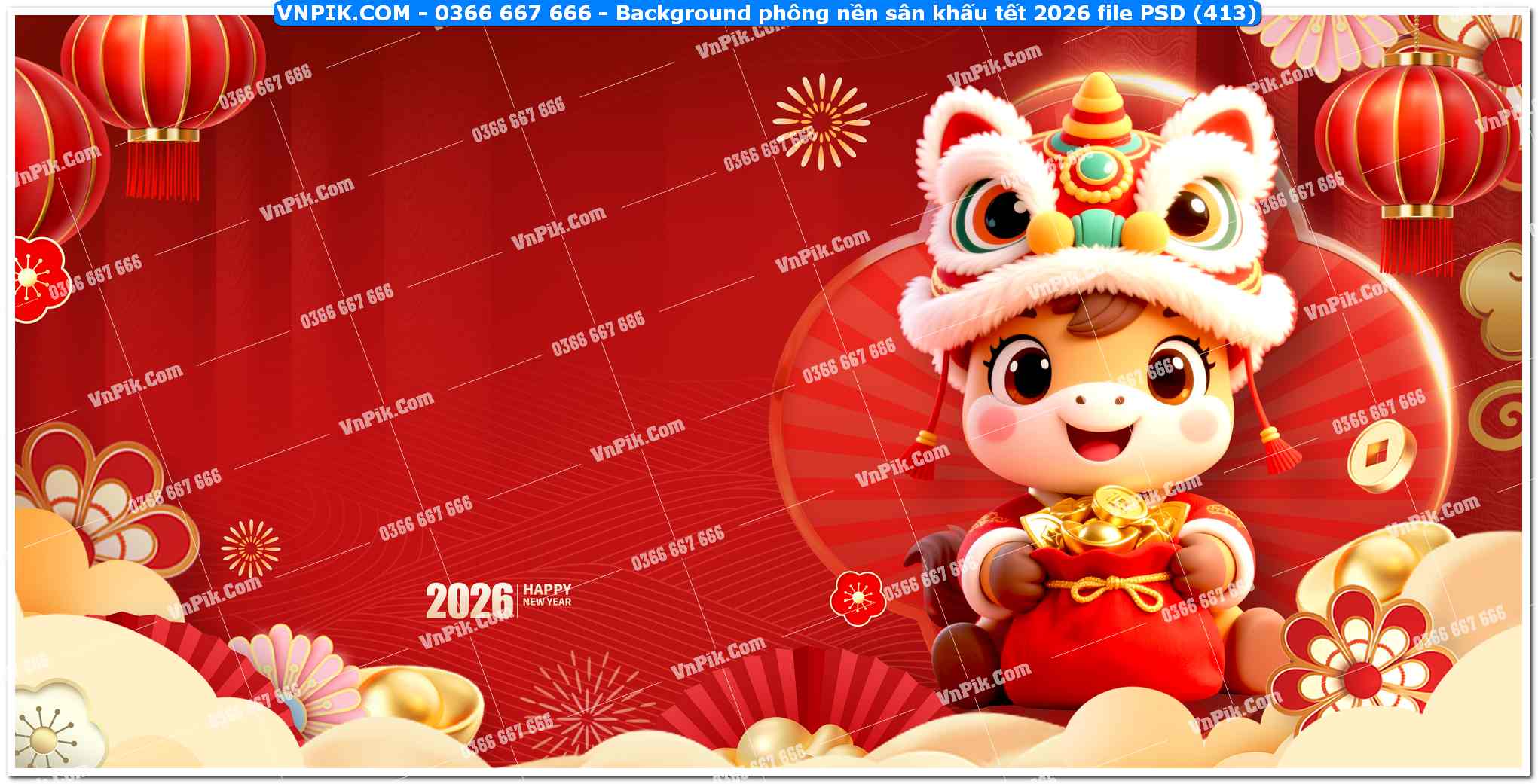 Background phông nền sân khấu tết 2026 file PSD (413)