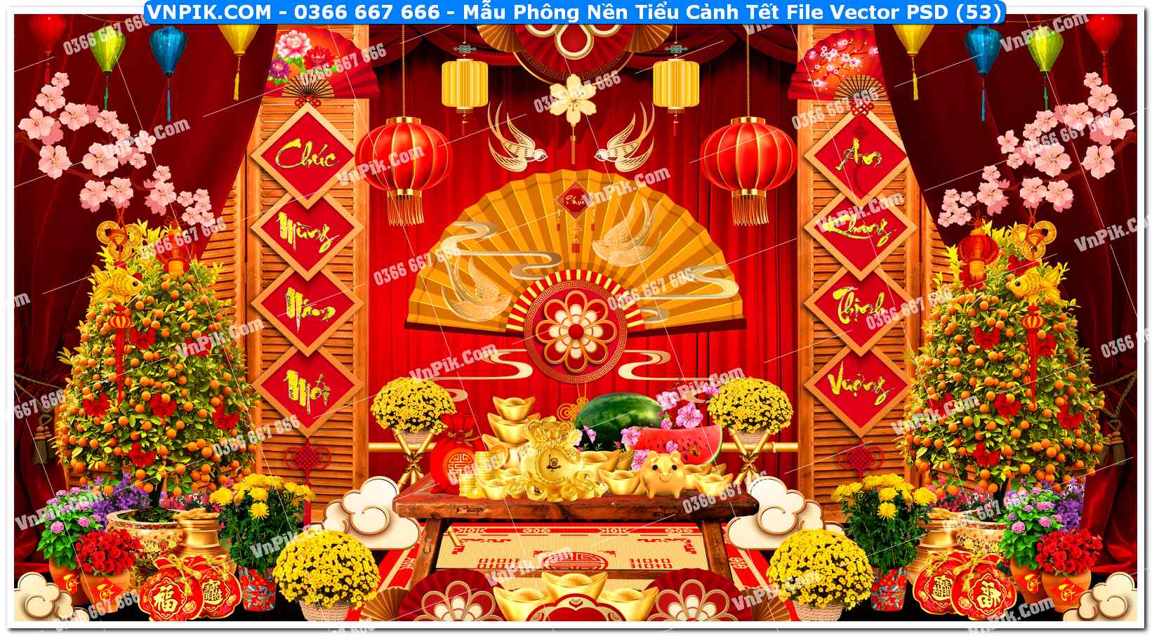 Mẫu Phông Nền Tiểu Cảnh Tết File Vector PSD (53)