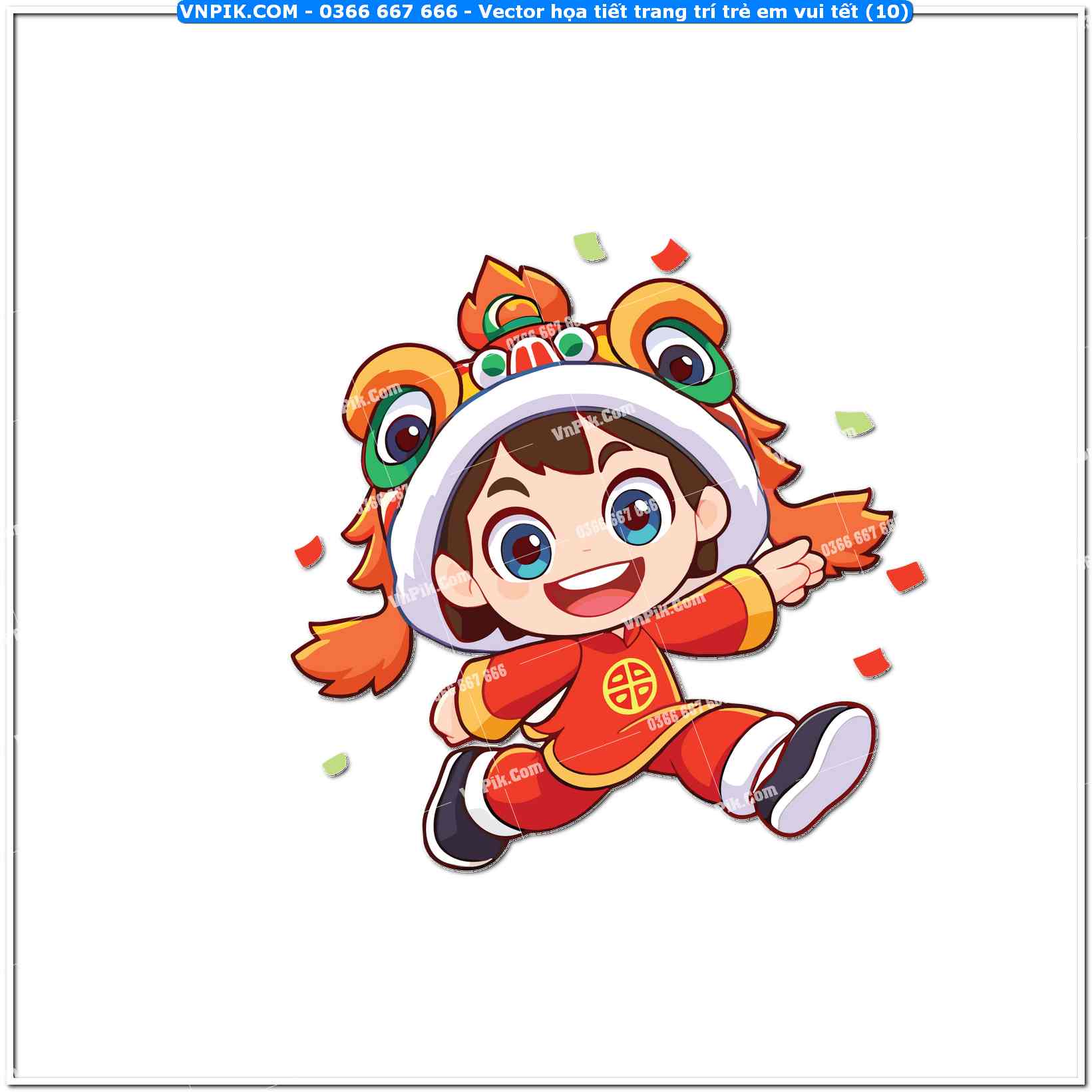 Vector họa tiết trang trí trẻ em vui tết (10)