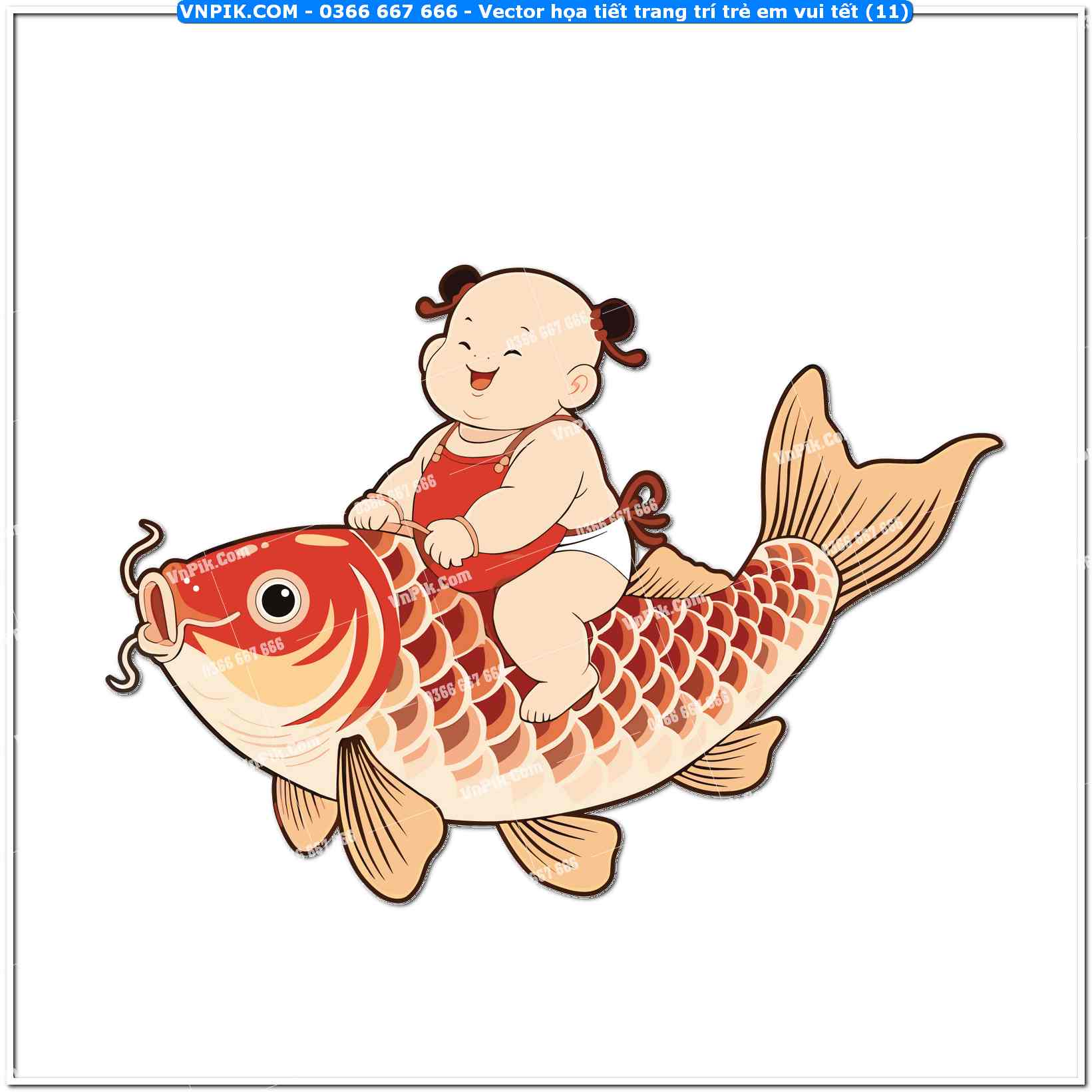 Vector họa tiết trang trí trẻ em vui tết (11)