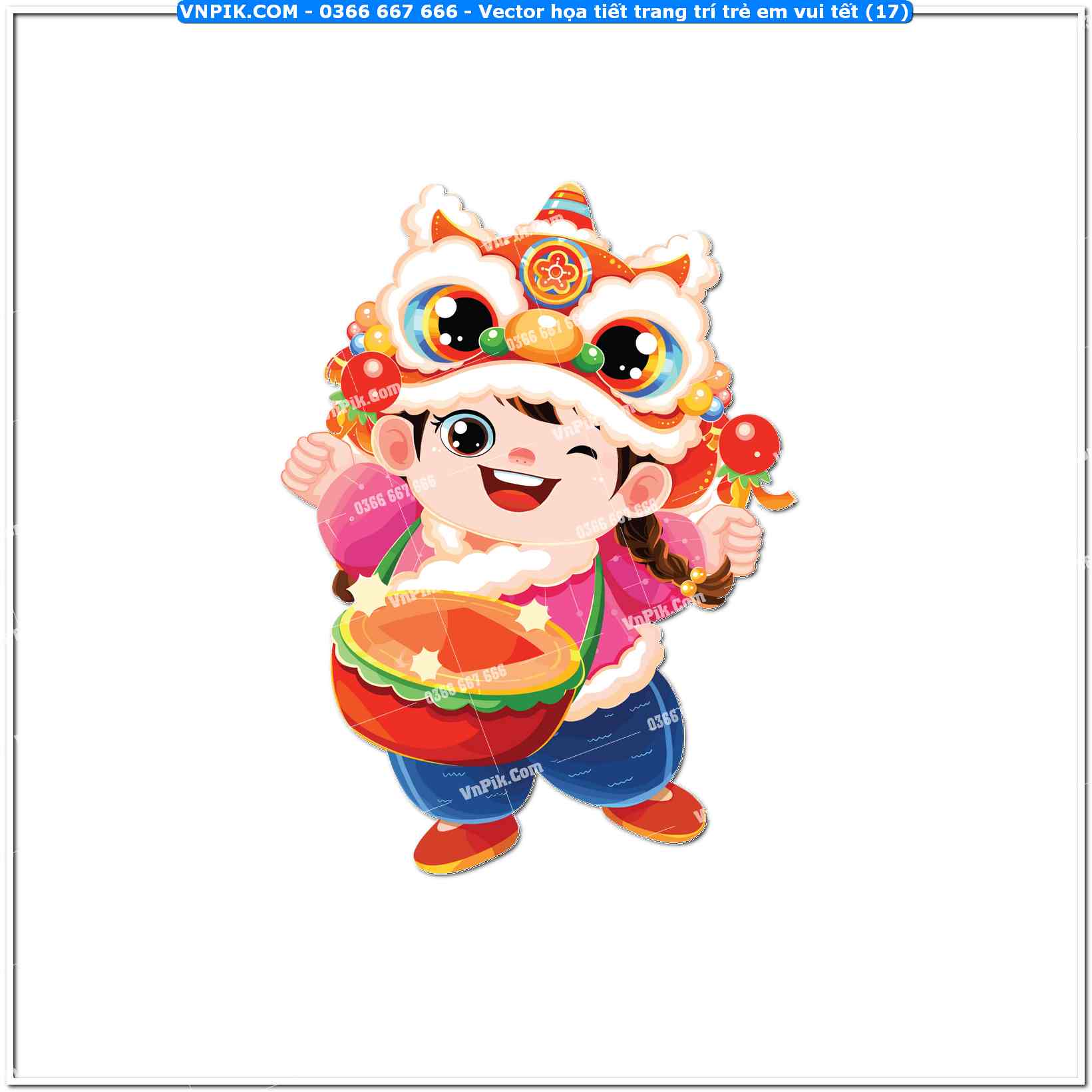 Vector họa tiết trang trí trẻ em vui tết (17)