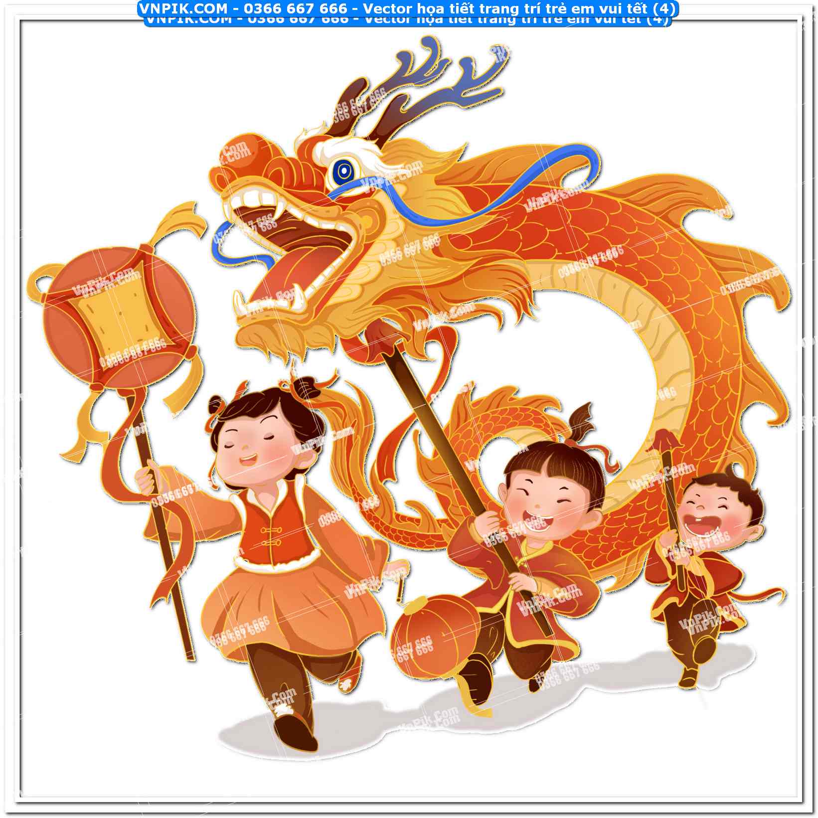 Vector họa tiết trang trí trẻ em vui tết (4)