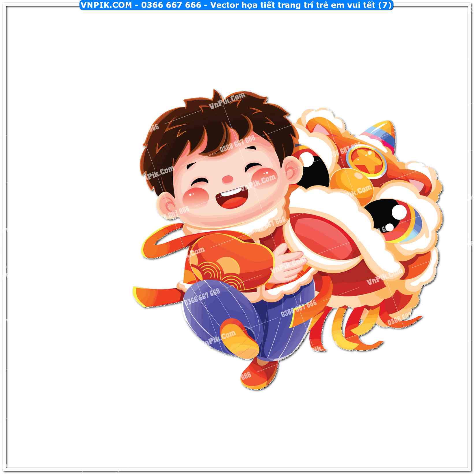 Vector họa tiết trang trí trẻ em vui tết (7)