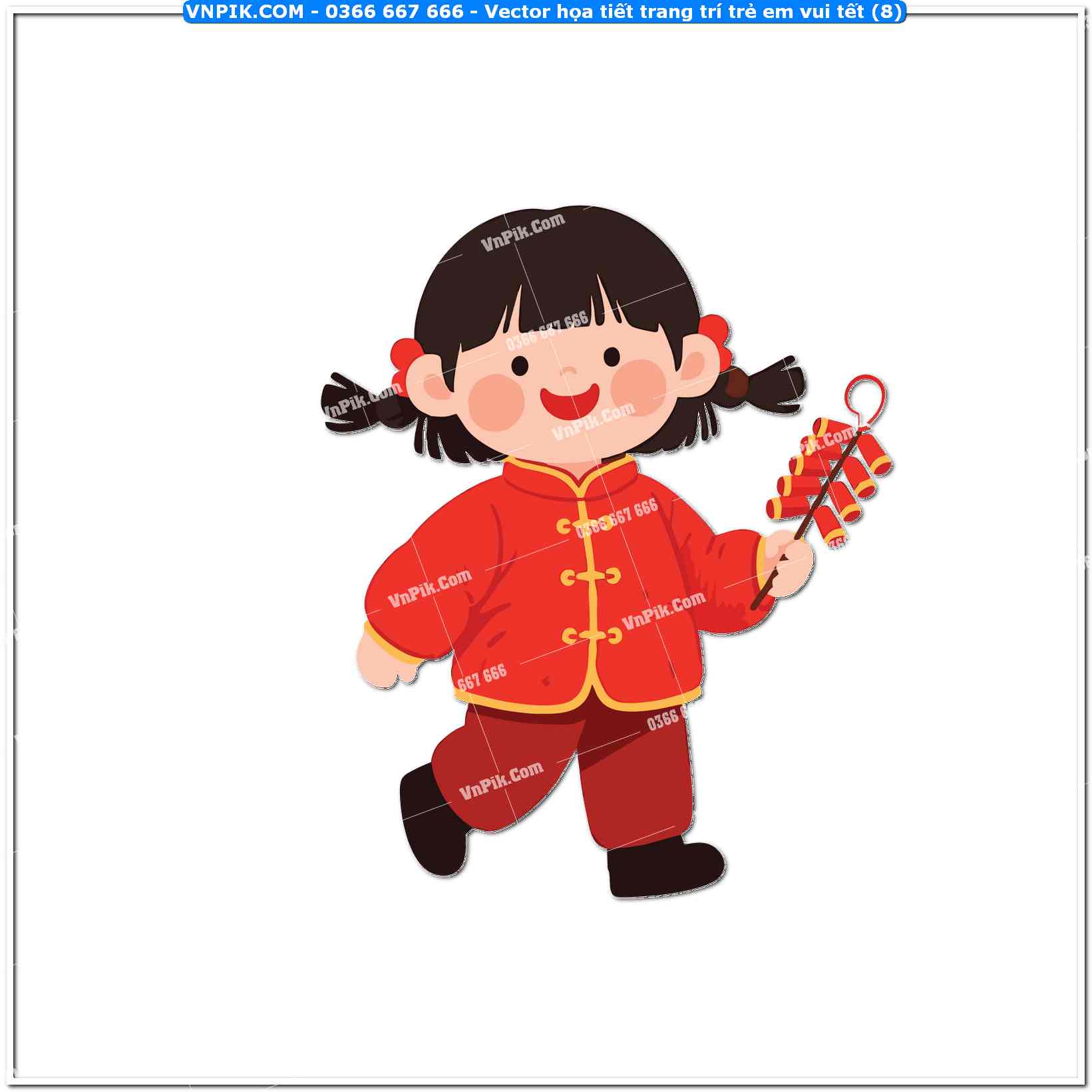 Vector họa tiết trang trí trẻ em vui tết (8)