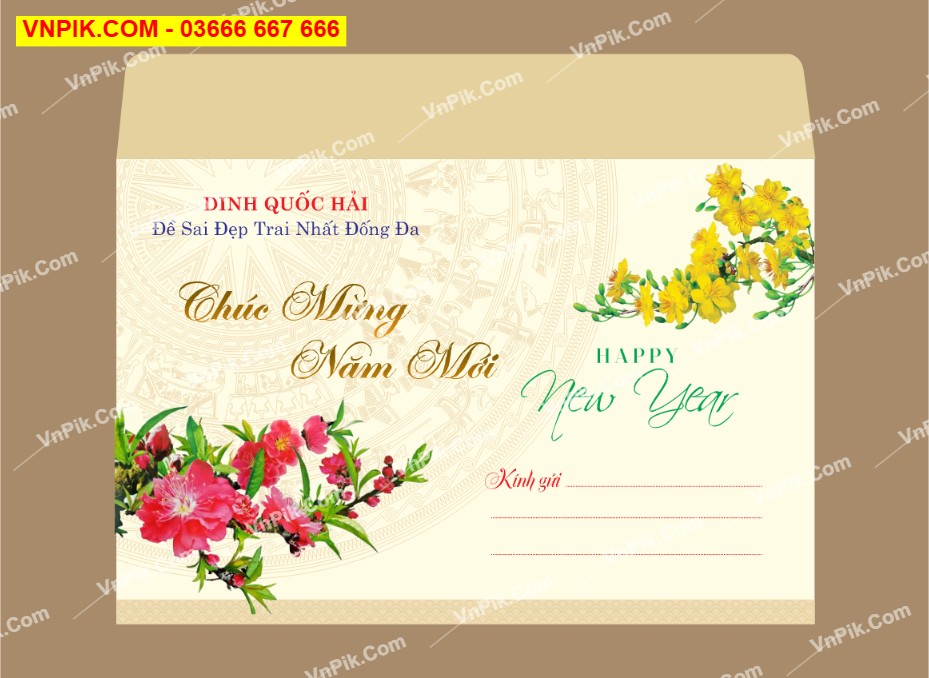mẫu phong bì chúc mừng năm mới file corel nền vàng