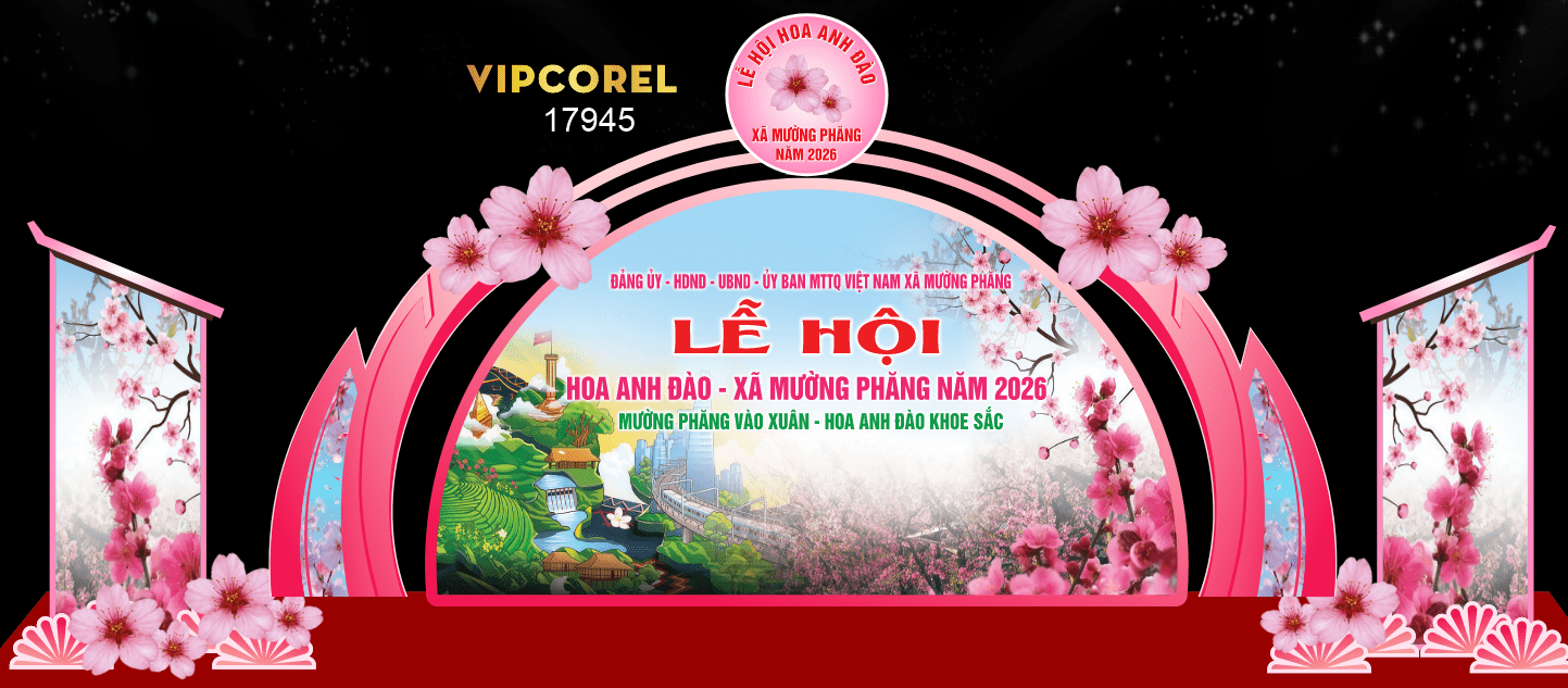 Backdrop Lễ hội Hoa Anh Đào 2026 file corel #6