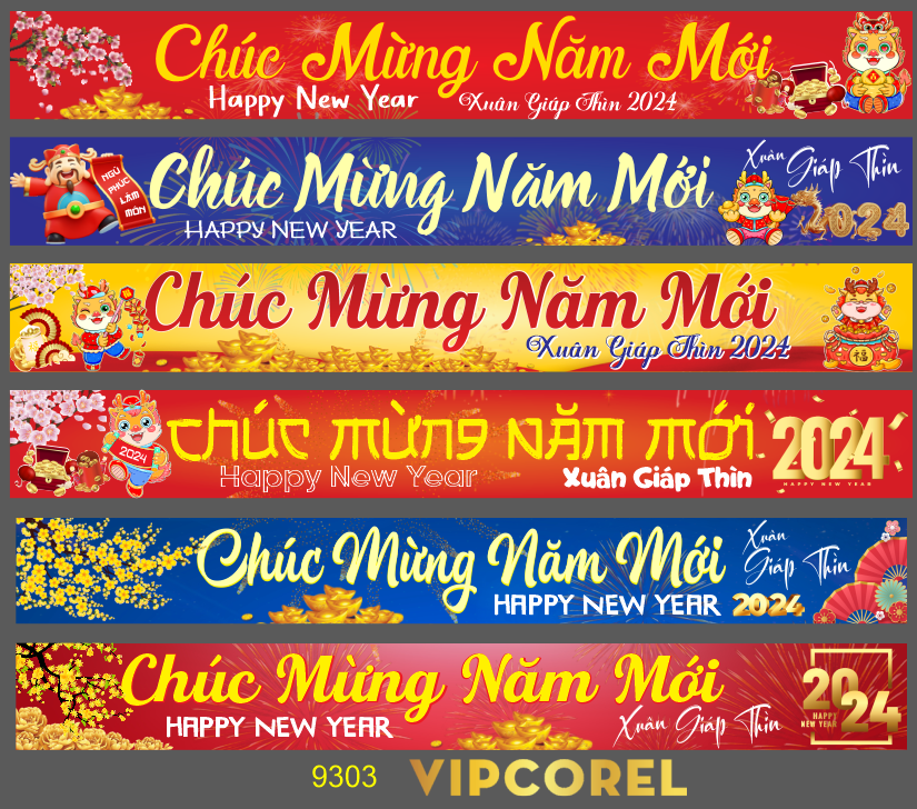 Băng rôn chúc mừng năm mới 2024 vector #3