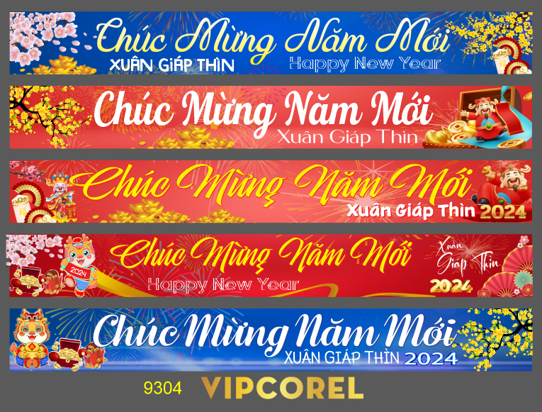 Băng rôn chúc mừng năm mới 2024 vector #4